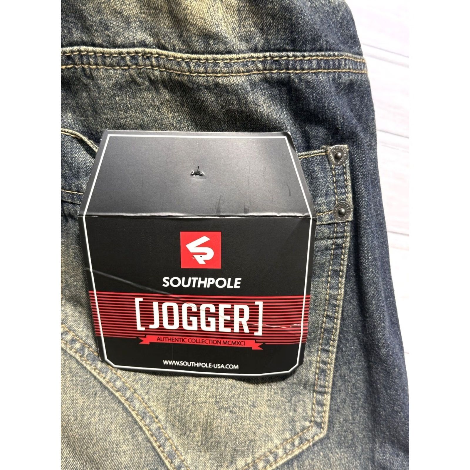 Southpole VINTAGE Southpole Joggers Jeans Denim Acid Wash 90s Hip Hop NWT Mens Large L Blue 36in Inseam 33in Size US 33 - 5 Thumbnail