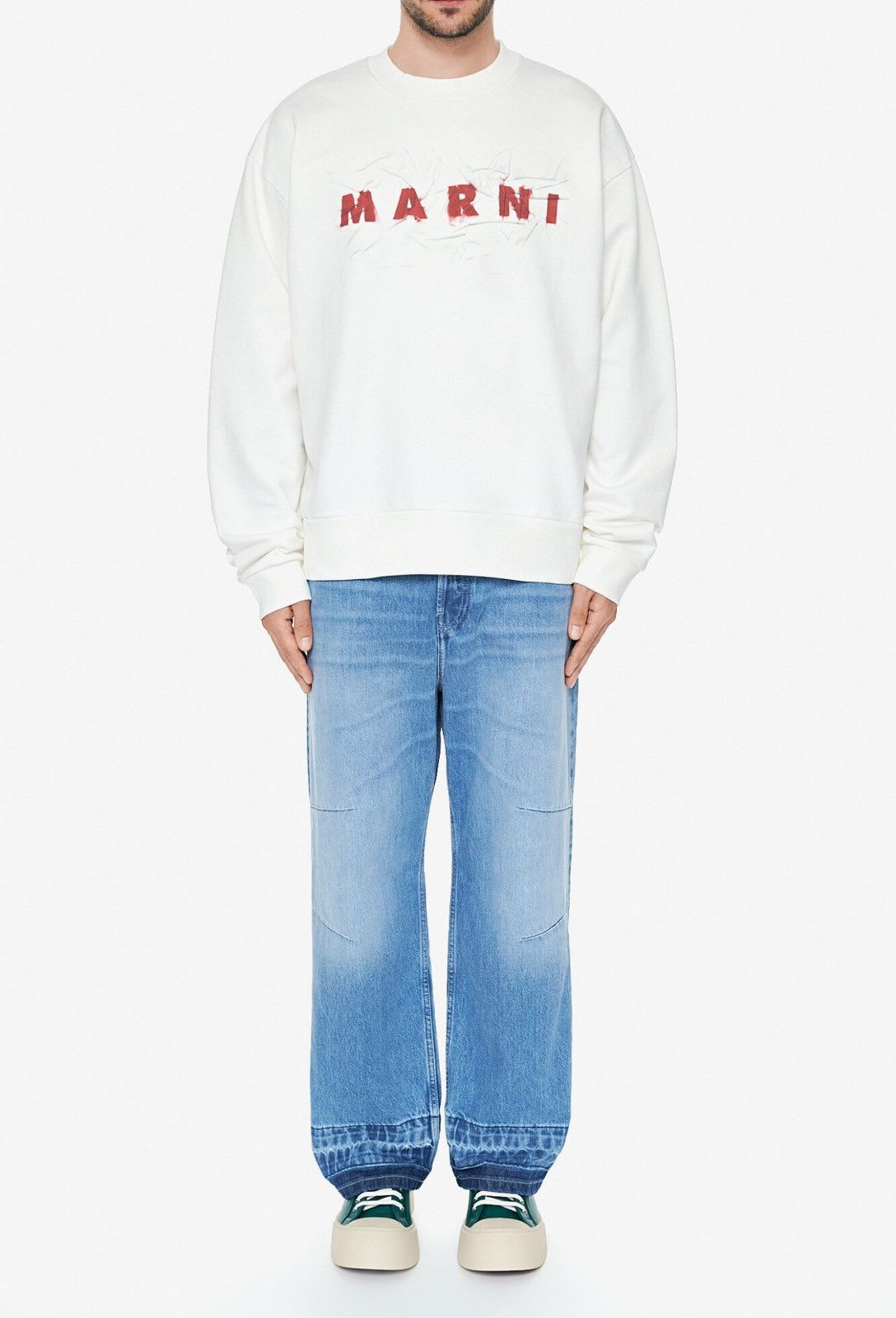 Marni Last Size Marni Wrinkled Logo White Sweatshirt Size US L / EU 52-54 / 3 - 4 Thumbnail