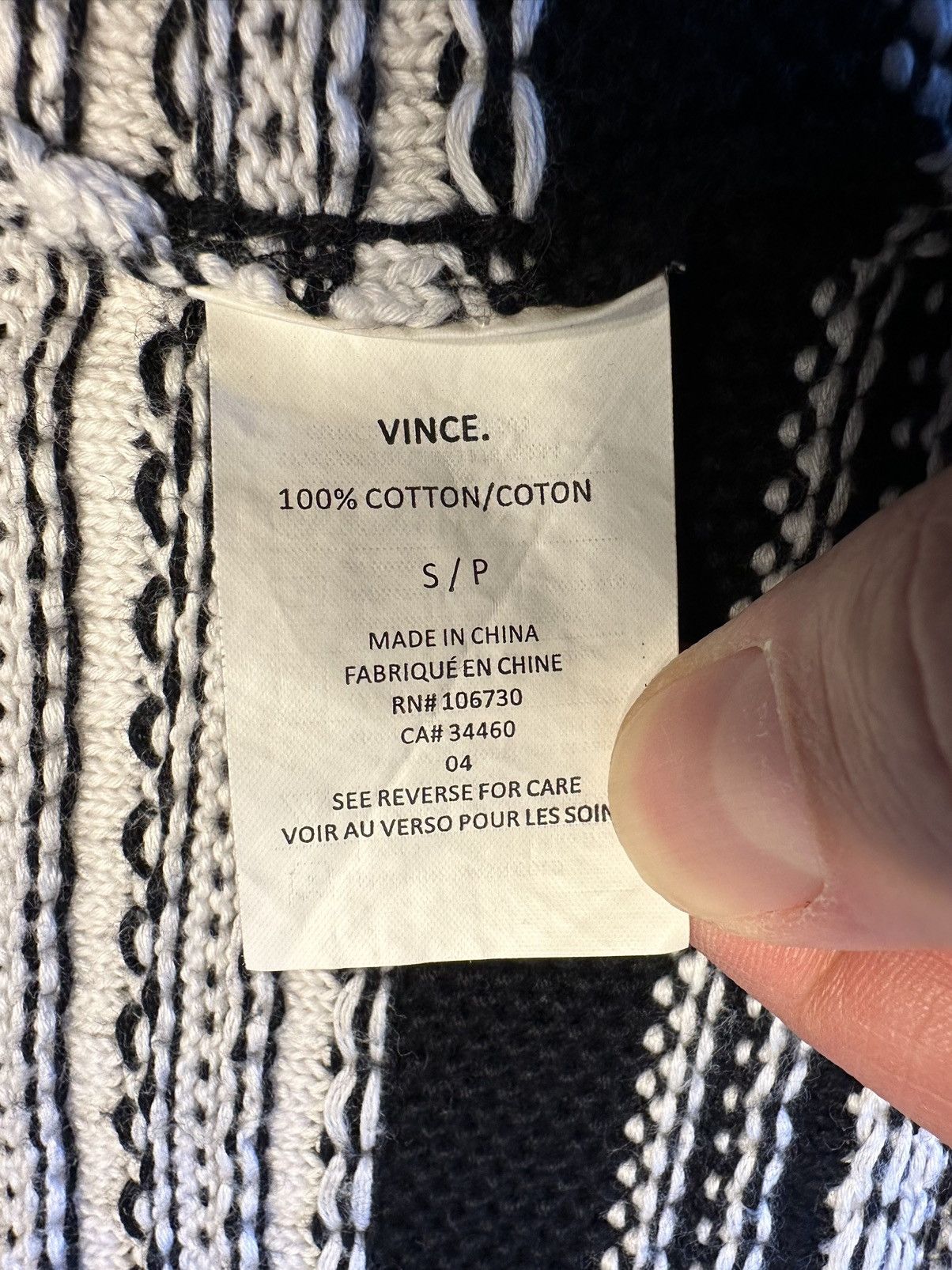 Vince Vince Long Open Cardigan Black White Stripe Cotton Size S Size S / US 4 / IT 40 - 5 Thumbnail