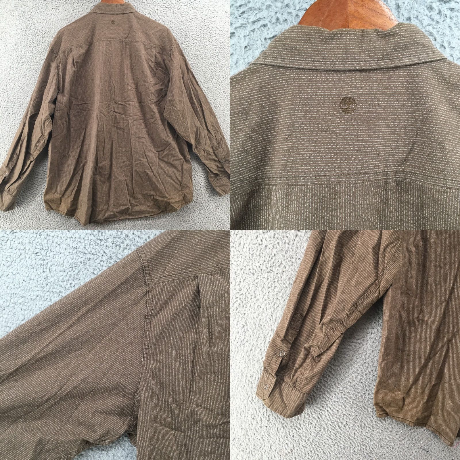 Timberland Timberland Button-Up Dress Shirt Mens XL Brown Cotton Collared Long Sleeves Size 46R - 9 Thumbnail
