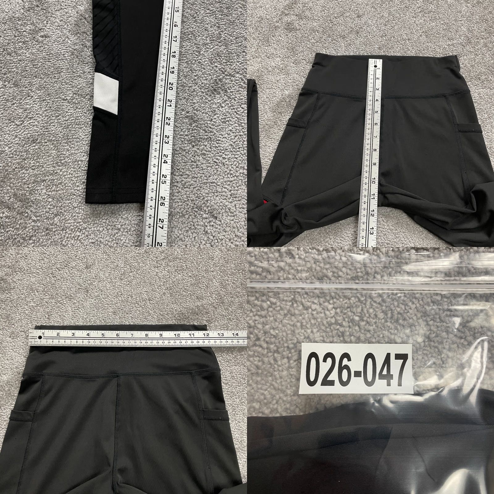 Shein VINTAGE SheIn Compression Leggings Womens S Black Pockets Athletic Gym Active 24x26 Size 28" / US 6 / IT 42 - 8 Thumbnail