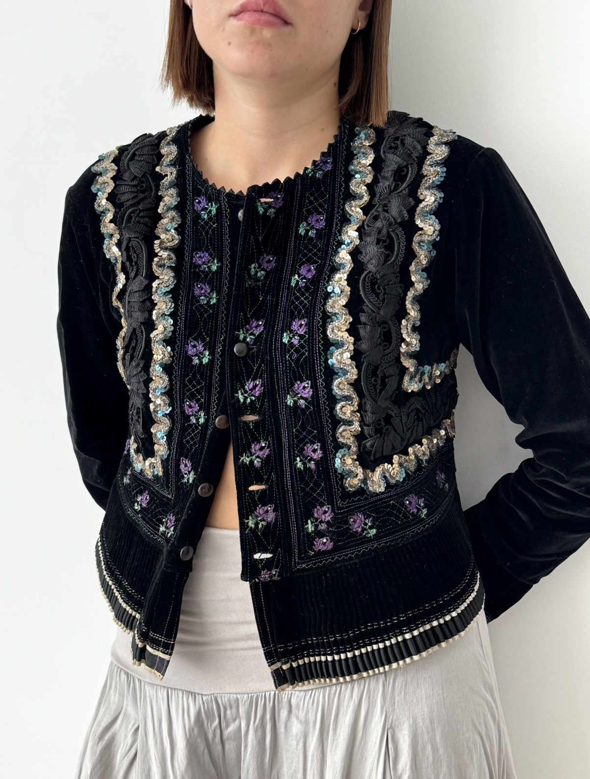 1940s Vintage Hungarian Folk Women’s Floral Jacket Blazers