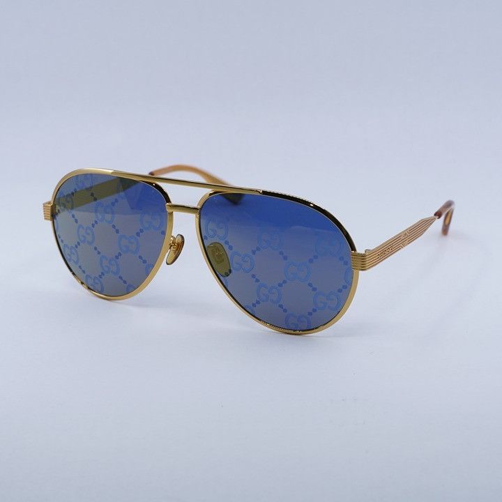 Gucci Gucci GG1513S 005 Sunglasses Gold Aviator Frame, Blue Size ONE SIZE - 1 Thumbnail