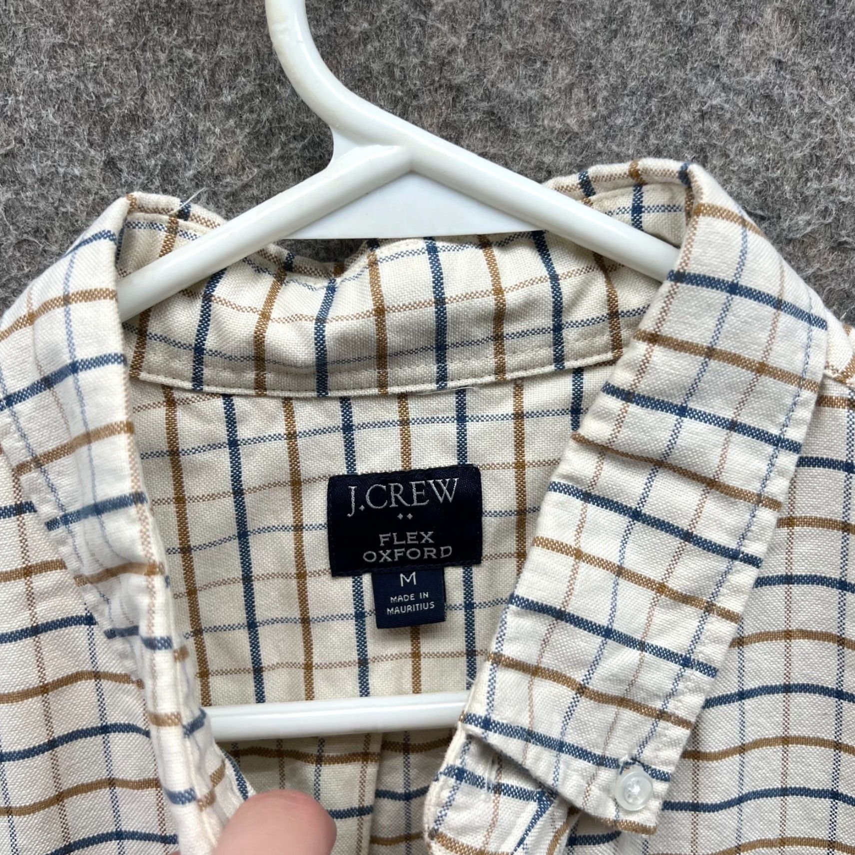 J.Crew VINTAGE J.CREW Shirt Men Medium Beige Flex Oxford Button Down Check Cotton Pocket Tan Size US M / EU 48-50 / 2 - 4 Thumbnail