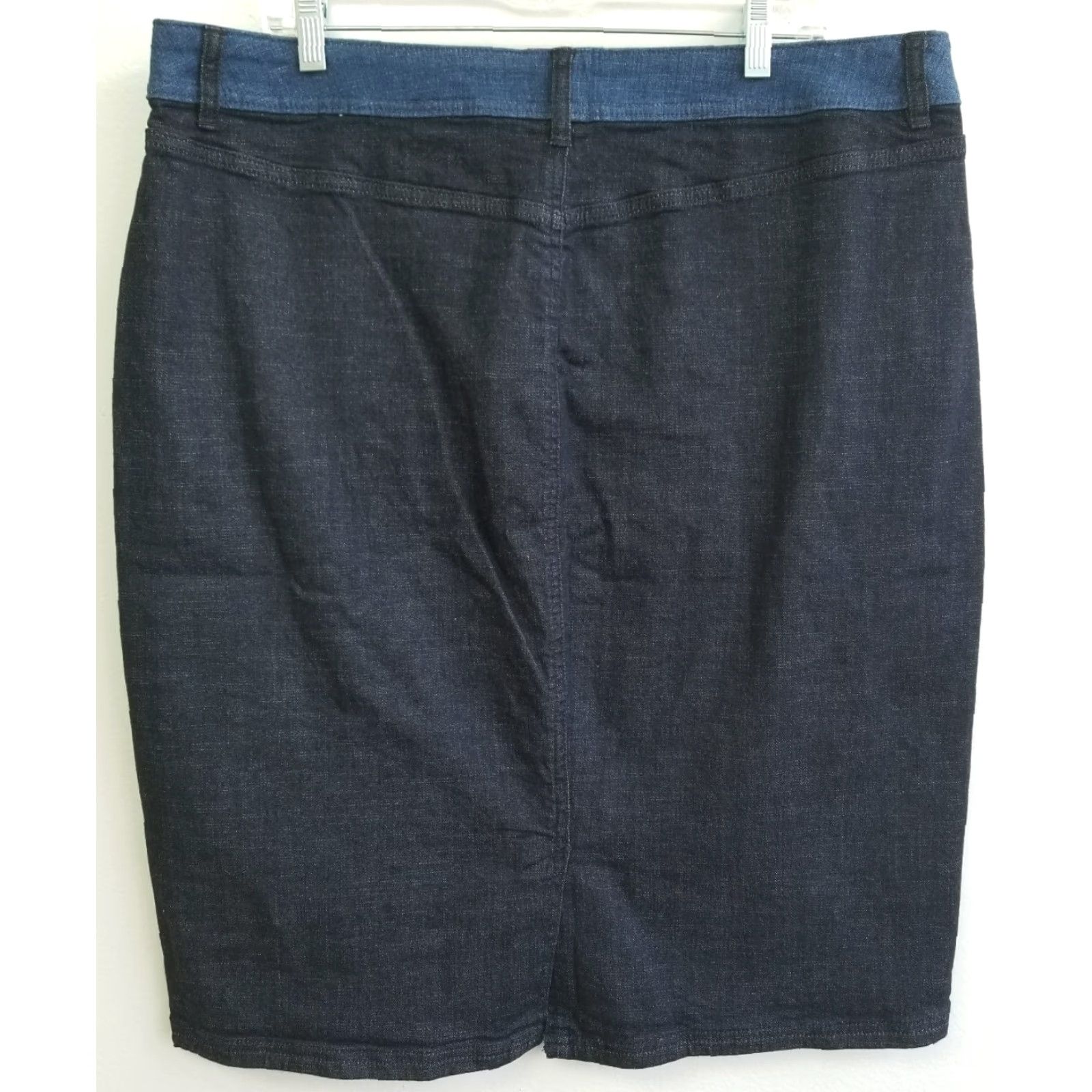 Vintage Glamour X Lane Bryant Denim Jean Skirt Size 18 Two Toned Dark Medium Fade Blue Womens Short 18 20 Across Waist 25 Waist to Hem Size 40" / US 18 - 3 Thumbnail