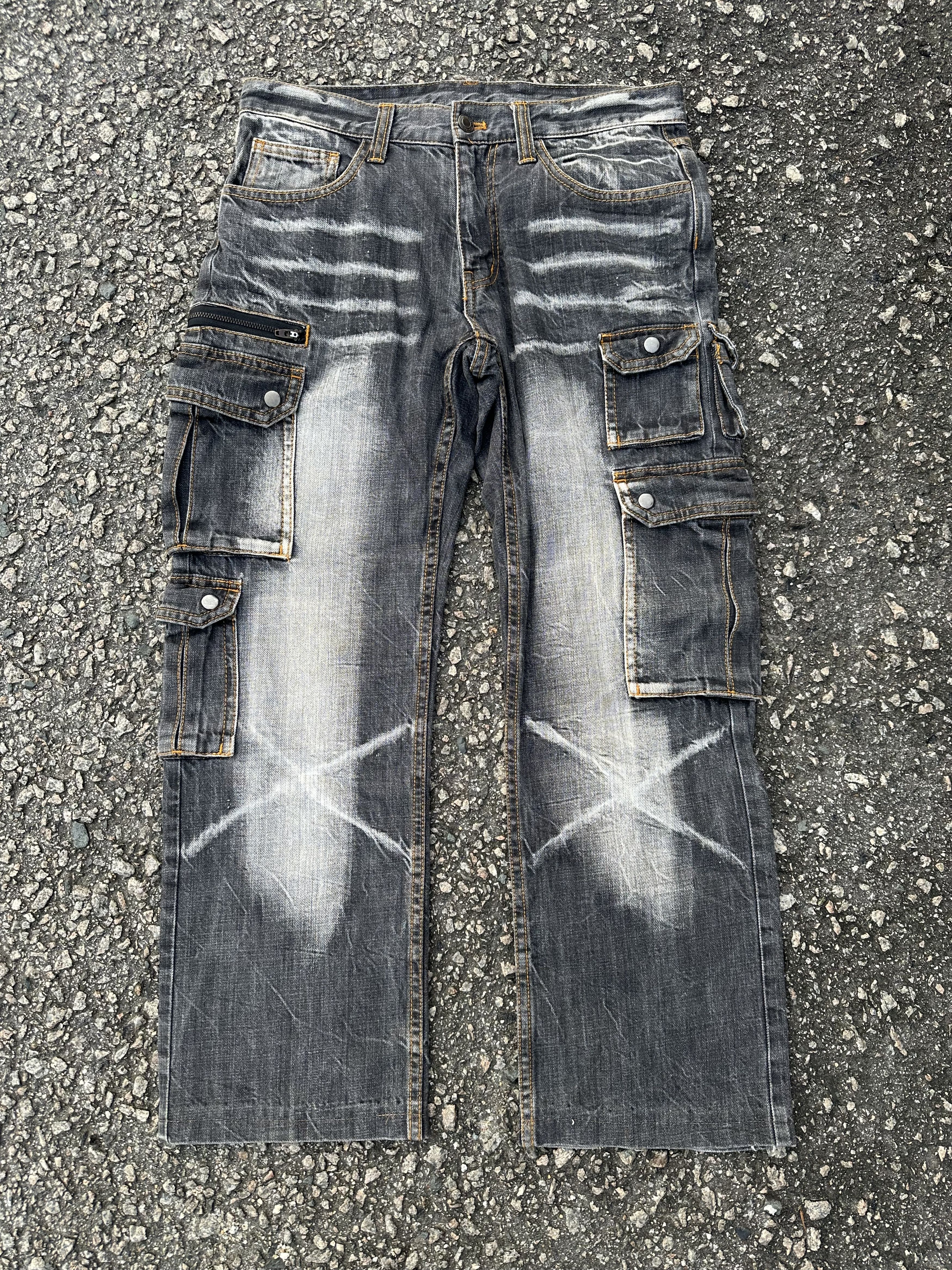 If Six Was Nine DENIM CARGO PANTS VOMANIE FADED VINTAGE Size US 30 / EU 46 - 2 Thumbnail