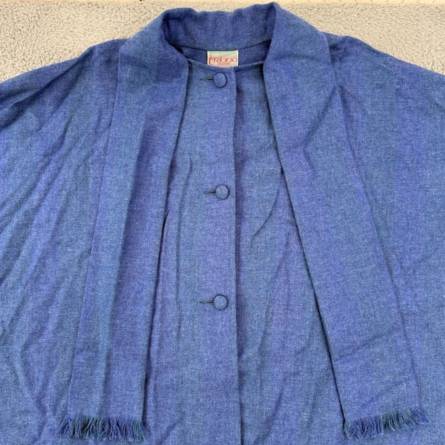 Vintage VINTAGE Triona Design Shawl Women’s One Size Blue Tweed Wool Cape Wrap Ireland Size ONE SIZE - 3 Thumbnail