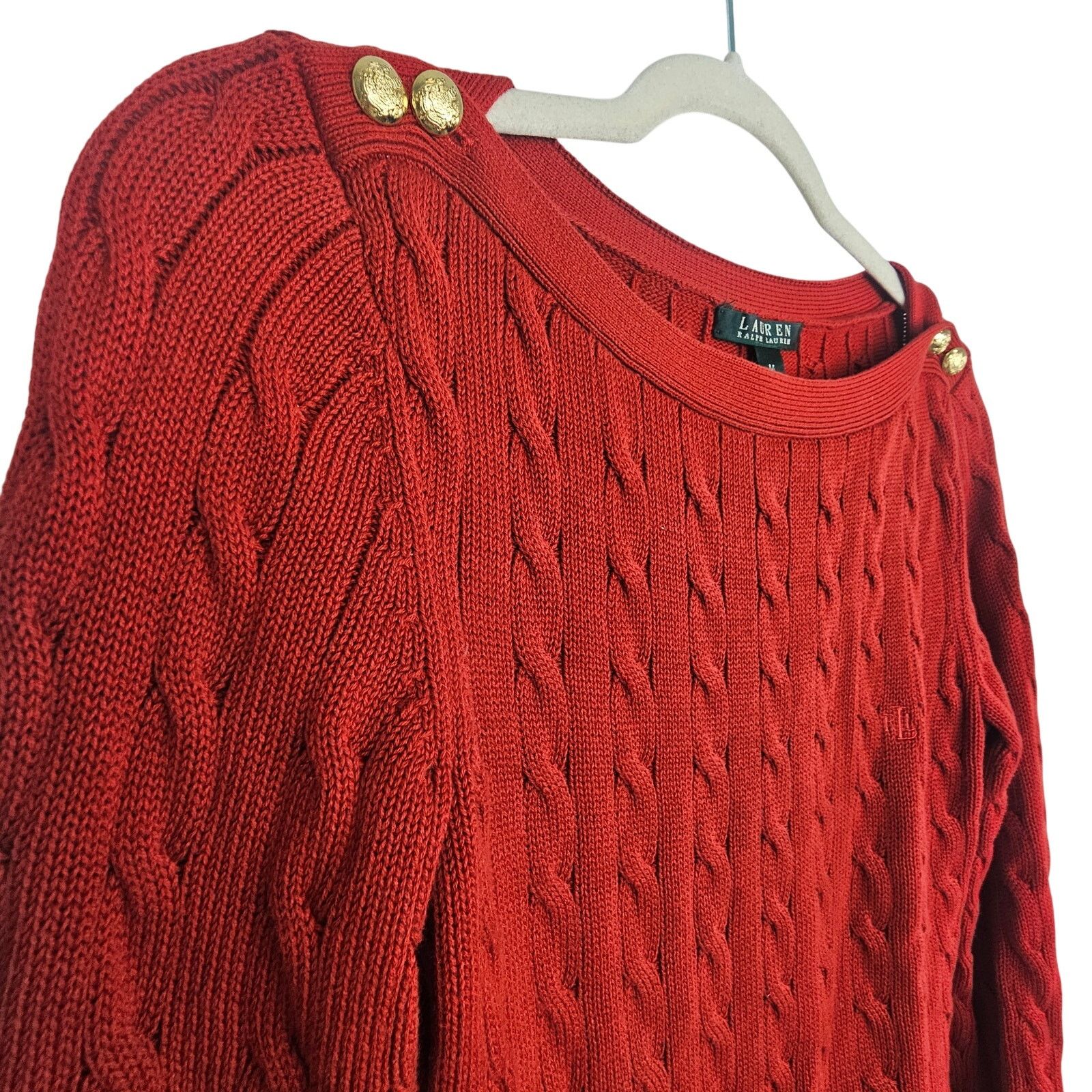 Lauren Ralph Lauren Lauren Ralph Lauren Cable Knit Sweater M Preppy Holiday Xmas Size M / US 6-8 / IT 42-44 - 5 Thumbnail