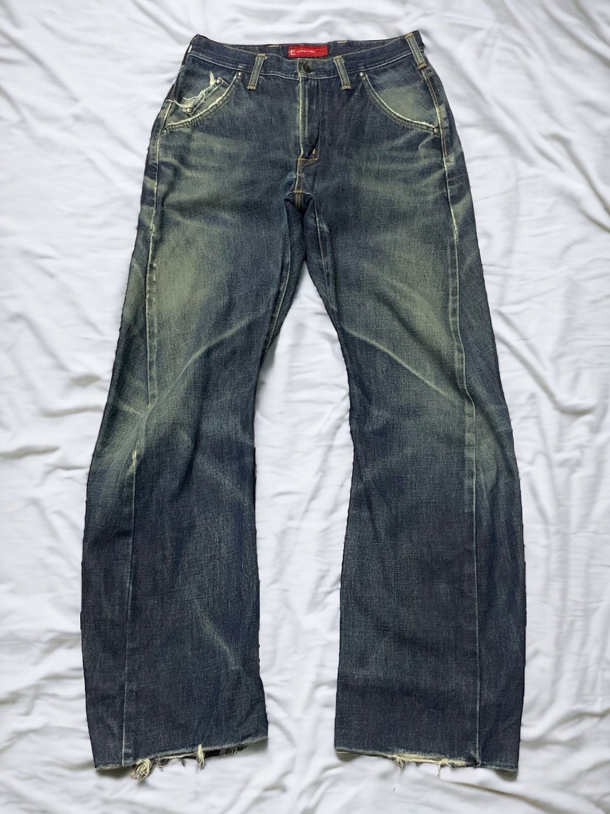 Edwin × Hysteric Glamour Vintage Edwin E Function Curved Leg Distressed Jeans Size US 30 / EU 46 - 1 Thumbnail