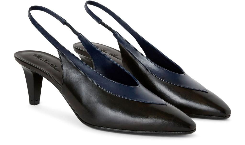 Loro Piana o1srvl11e0126 Rebecca Slingback Pumps in Black/Blue Size US 8 / IT 38 - 2 Thumbnail
