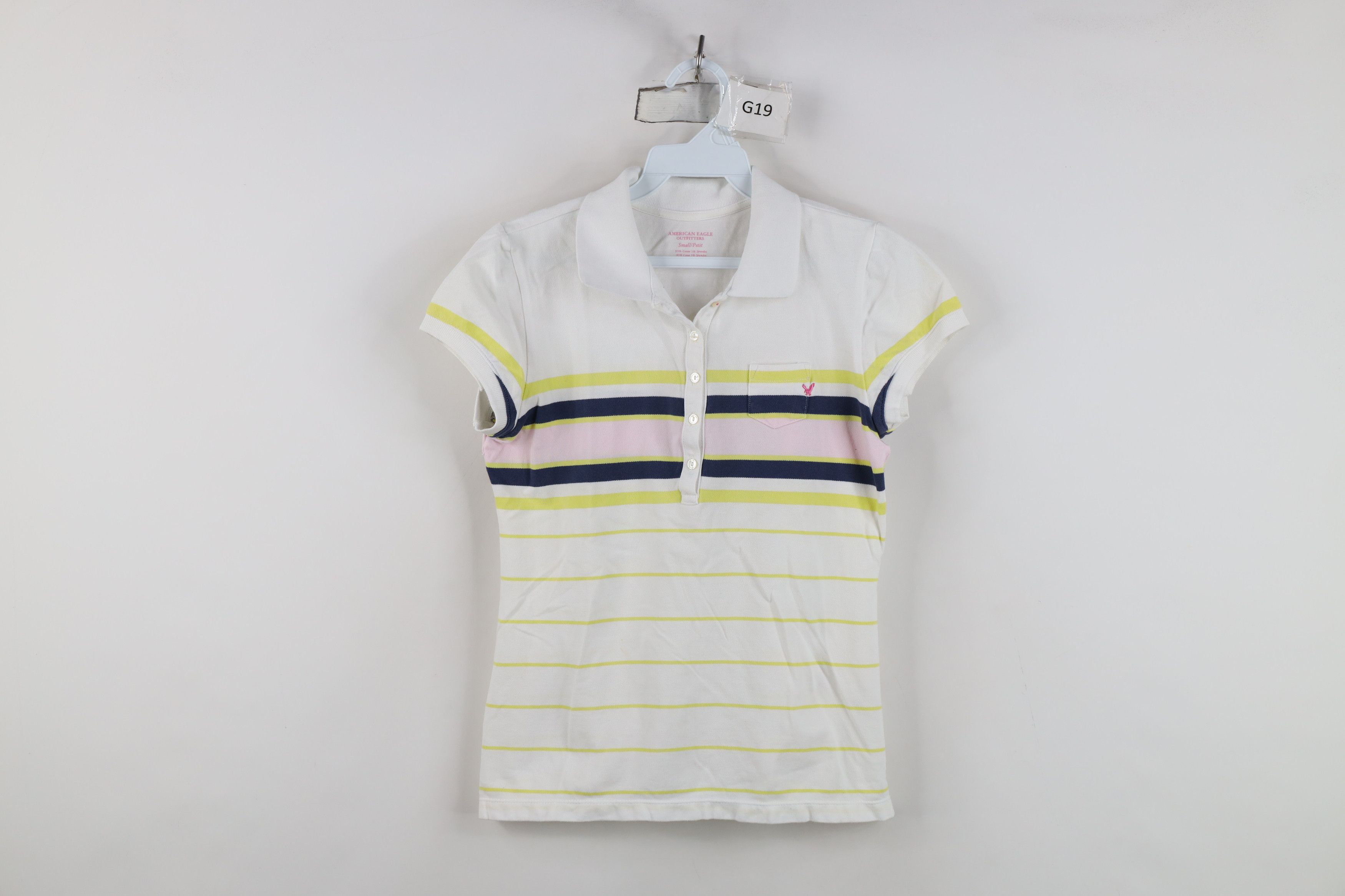 American Eagle Outfitters Vintage Y2K American Eagle Outfitters Striped Polo Shirt Size S / US 4 / IT 40 - 1 Thumbnail