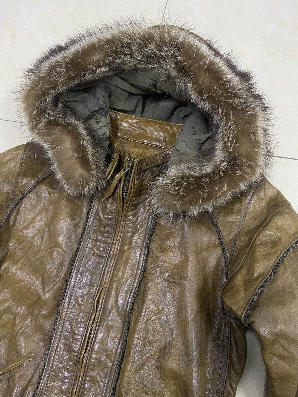 14th Addiction 14th Addiction Fur Hooded Leather Jacket Size US XS / EU 42 / 0 - 3 Thumbnail