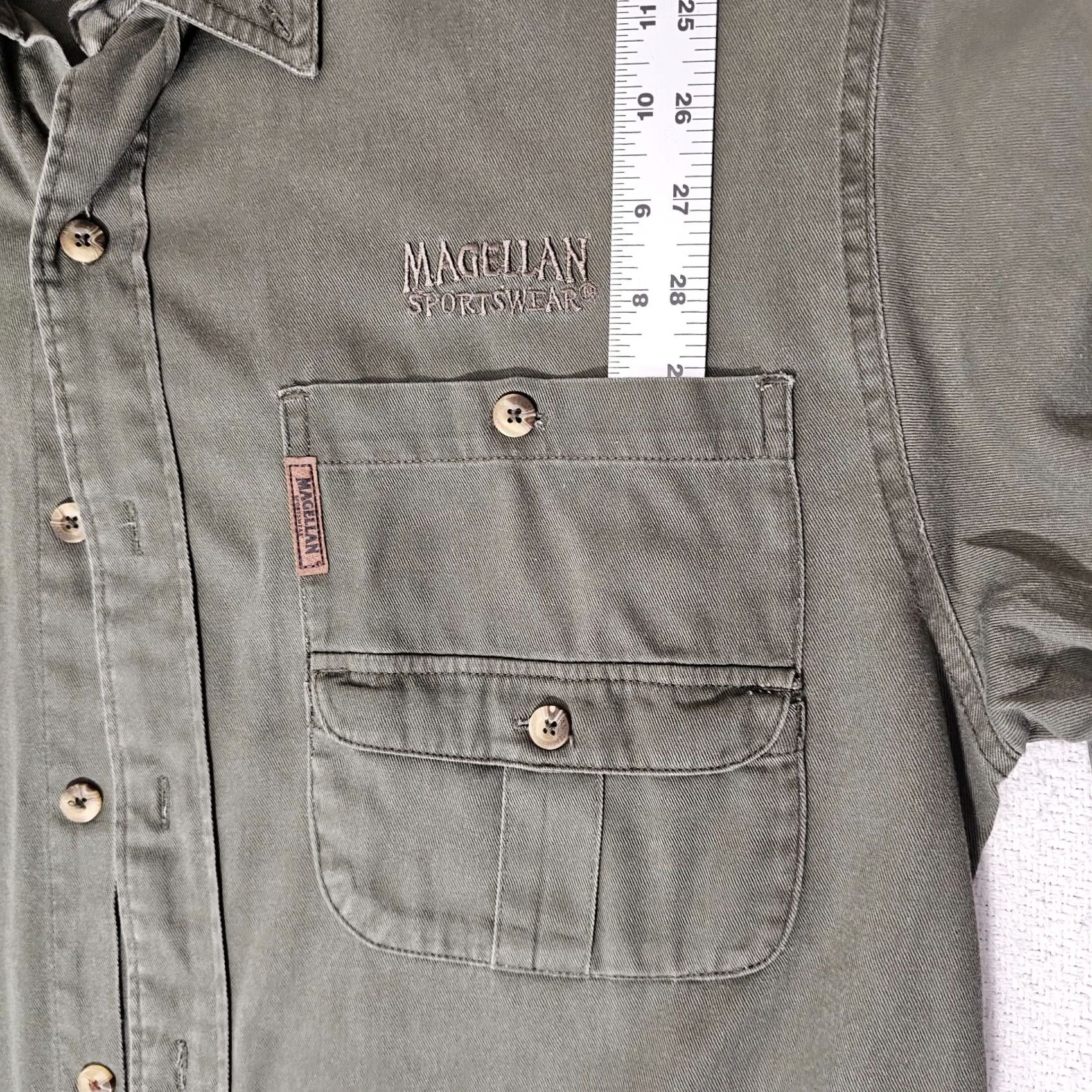 Vintage Magellan Button-Down Shirt Work Heavyweight Long Sleeve Quilted Acc Green Cotton Mens M Size US M / EU 48-50 / 2 - 4 Thumbnail