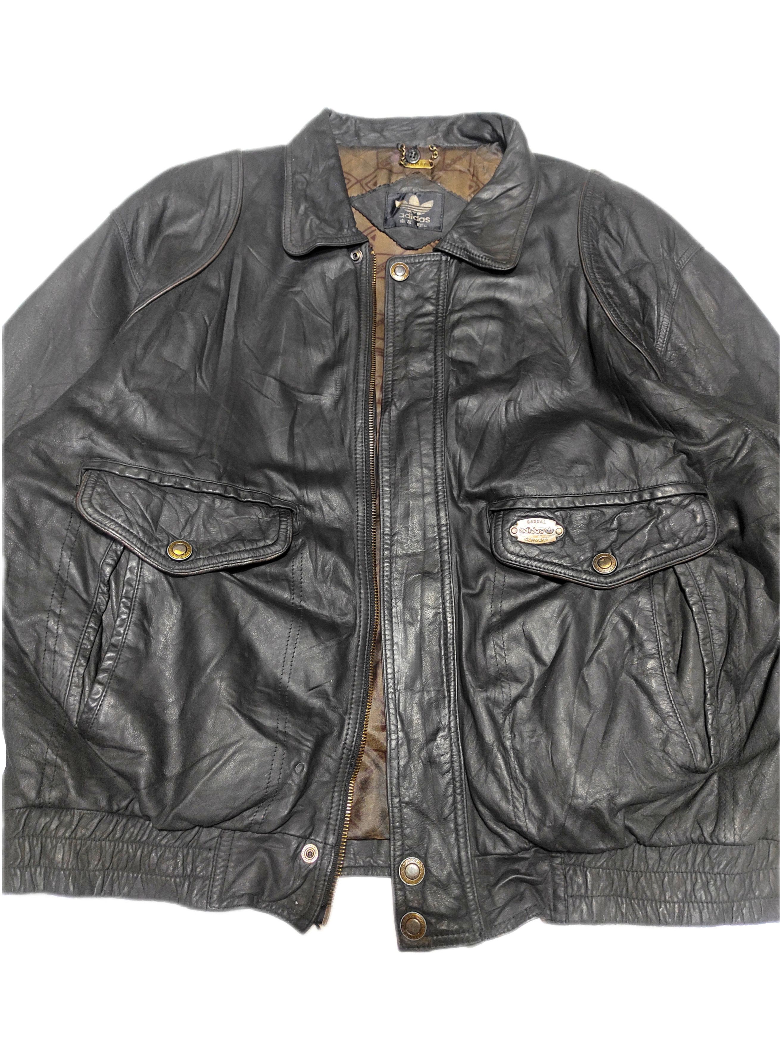 Adidas Rare Adidas 1989 Classic Genuine Leather Bomber Jacket Size US M / EU 48-50 / 2 - 3 Thumbnail