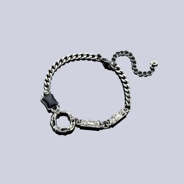 Jewelry Silver Chain Link Bracelet with Black Accent, Adjustable Size ONE SIZE - 8 Thumbnail