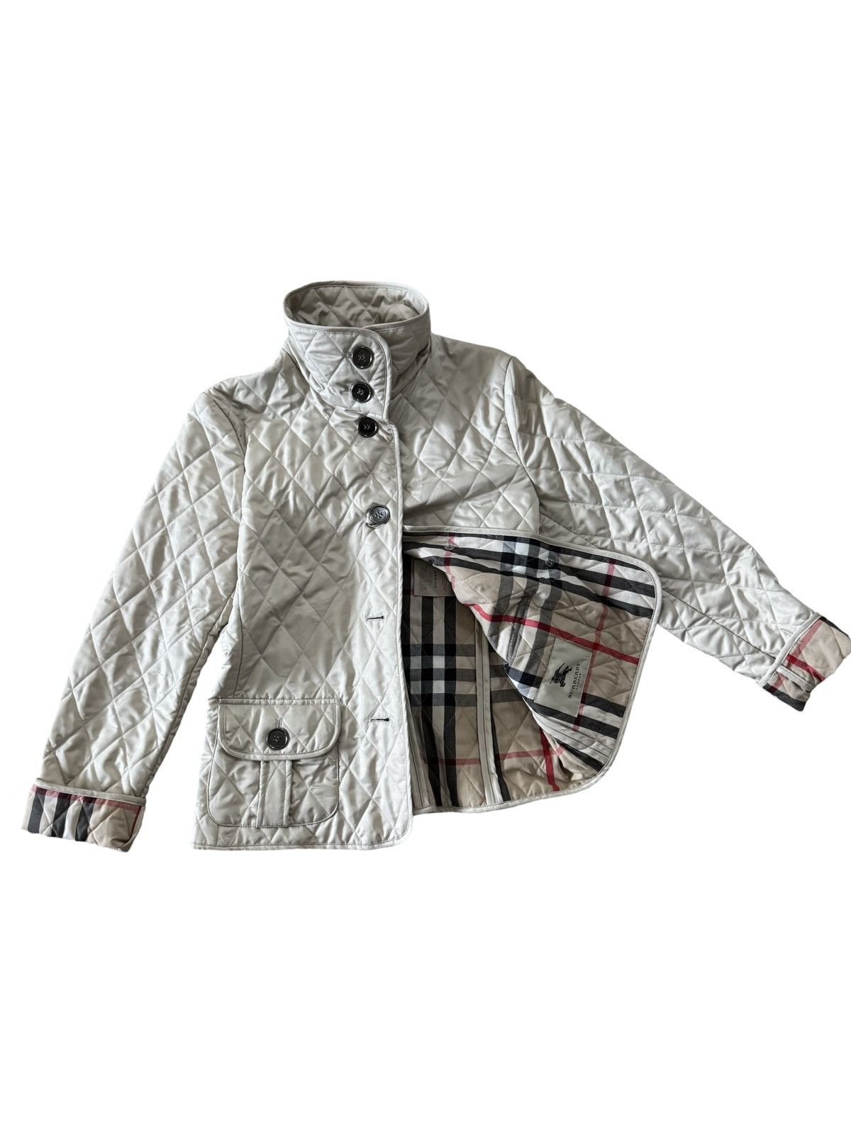Burberry × Burberry Prorsum Burberry Nova Check Diamond Quilted Beige Barn Button Jacket Size M / US 6-8 / IT 42-44 - 4 Thumbnail