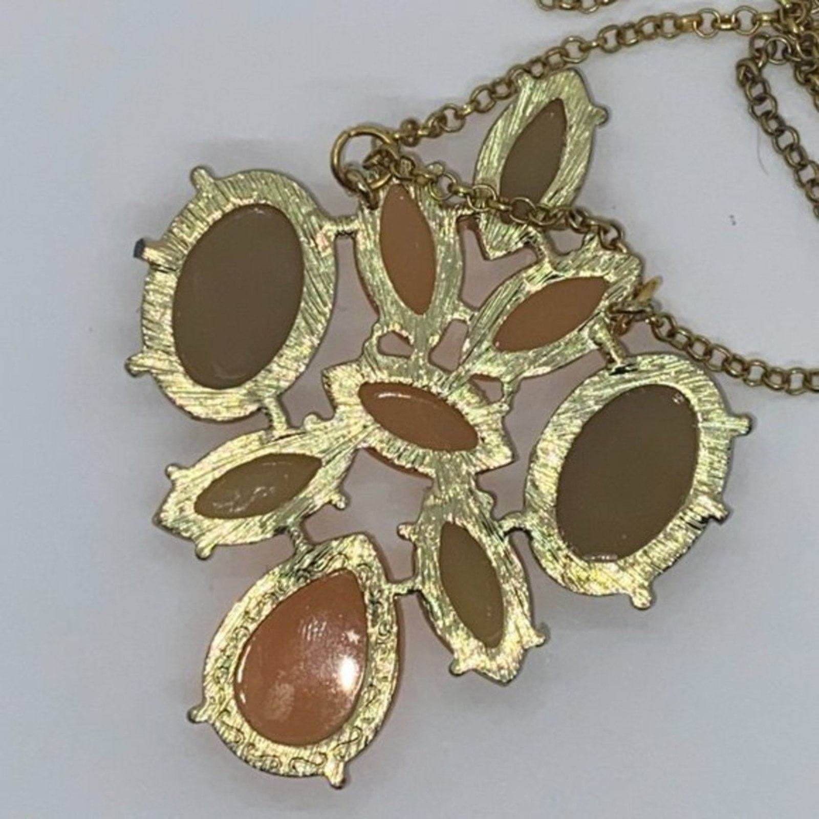 Handmade Bronze-Tone Multi-tone Orange Textured Pendant Necklace Size ONE SIZE - 6 Thumbnail