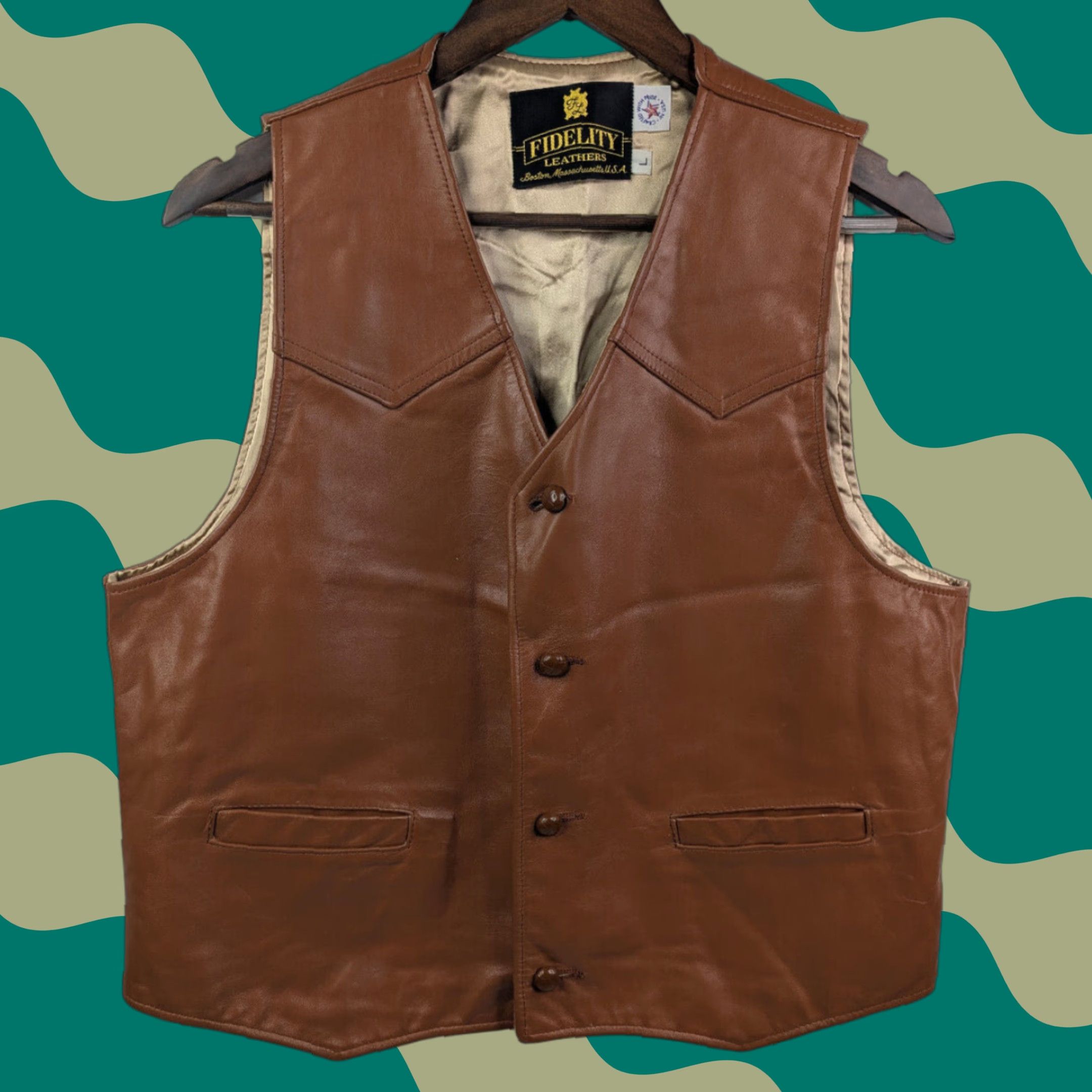 Vintage VINTAGE Fidelity Leathers Vest Western Leather Vest Sz Large Men's Leather Vest Brown Western Cowboy Lined Size US L / EU 52-54 / 3 - 1 Thumbnail