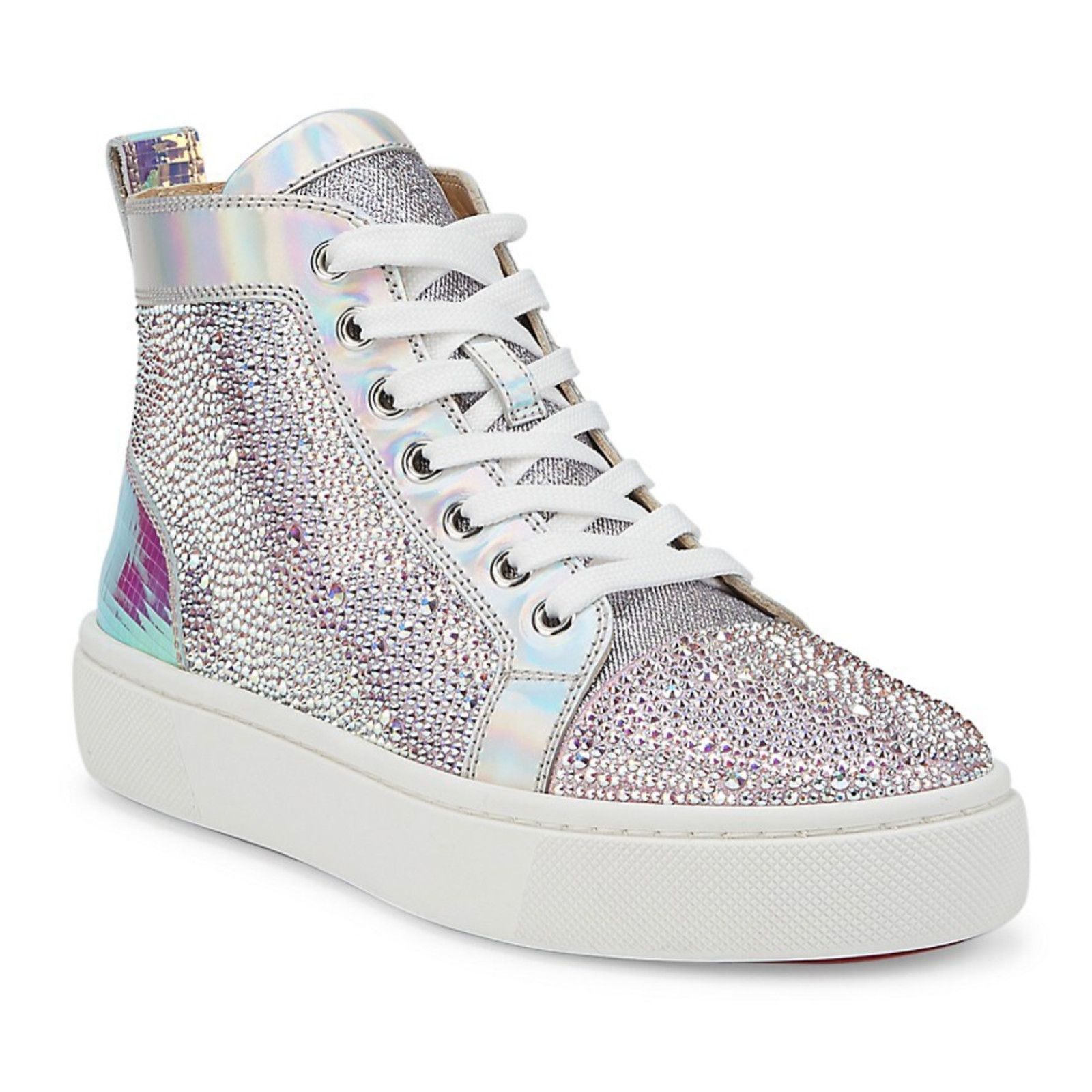 Christian Louboutin Super Louis Strass Flat SD AB Crystal High Top Sneaker 39.5 Size US 9.5 / IT 39.5 - 3 Thumbnail