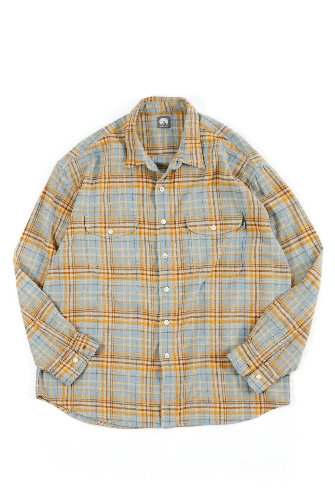 image of 18 East Roomet Work Shirt In Goldenrod Flannel in Blue, Men's (Size Large)