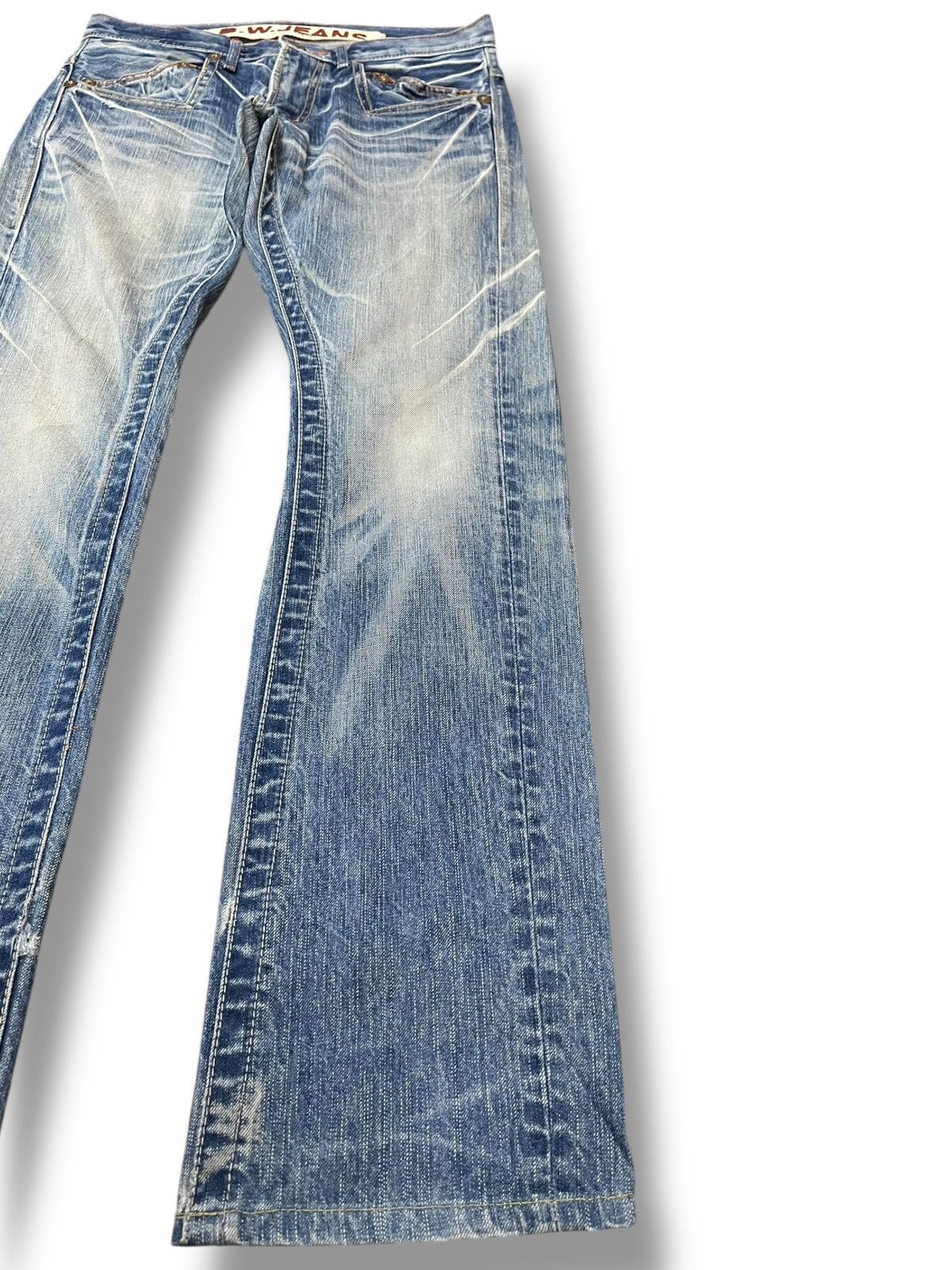 Japan Blue × Le Grande Bleu (L.G.B.) Vintage Blue Way Whiskers Grunge Faded Denim Size US 30 / EU 46 - 5 Thumbnail