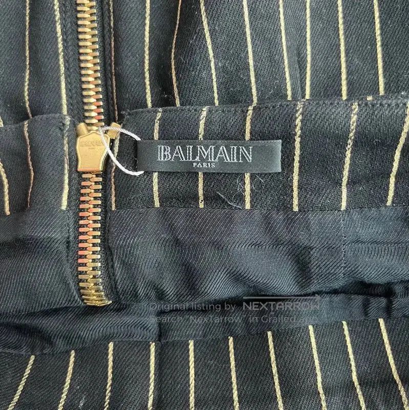 Balmain Balmain Black Cotton Striped Skirt M Size . Size 26" / US 2 / IT 38 - 4 Thumbnail