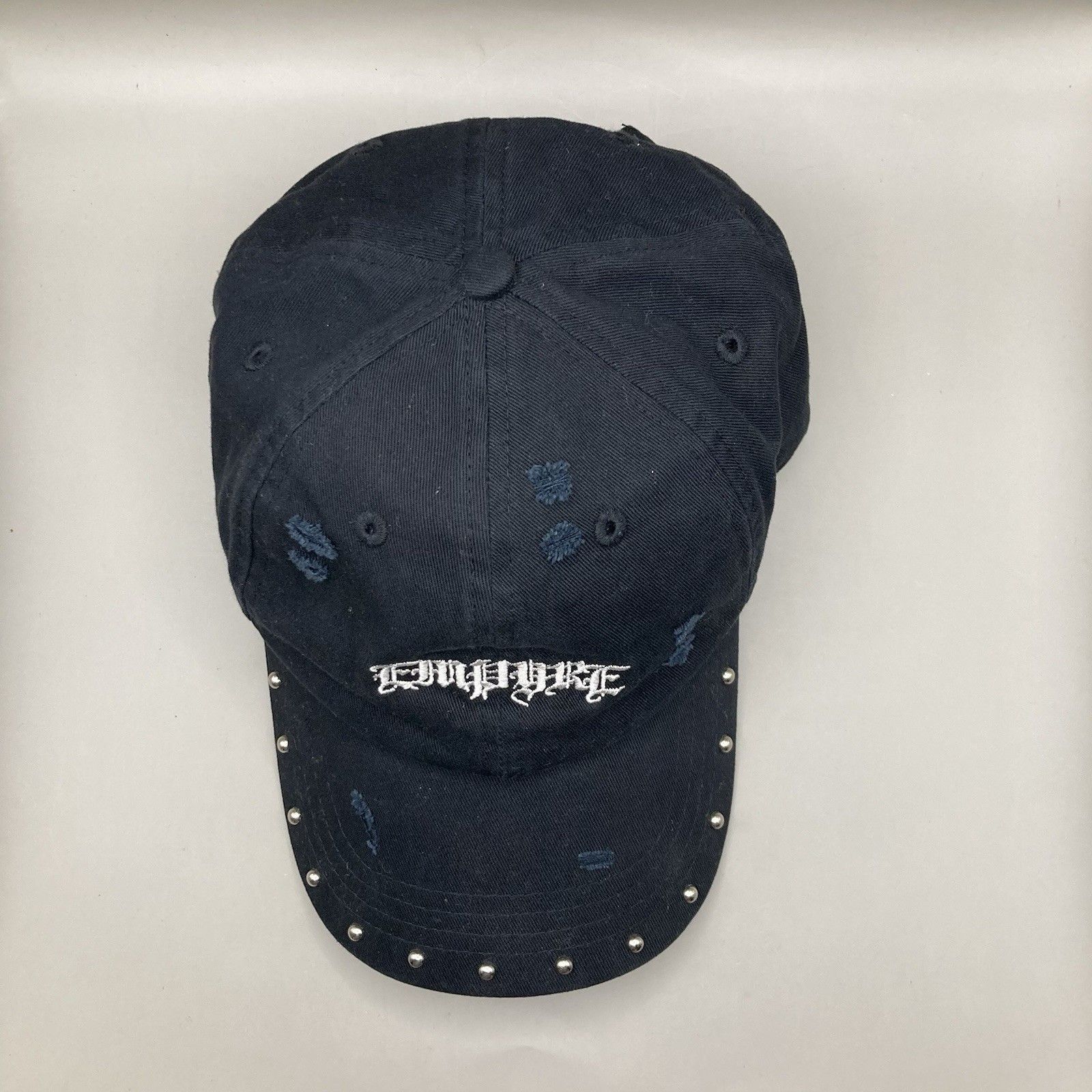 Empyre Empyre Grunge Logo Studded Distressed Black Strapback Hat Size ONE SIZE - 4 Thumbnail