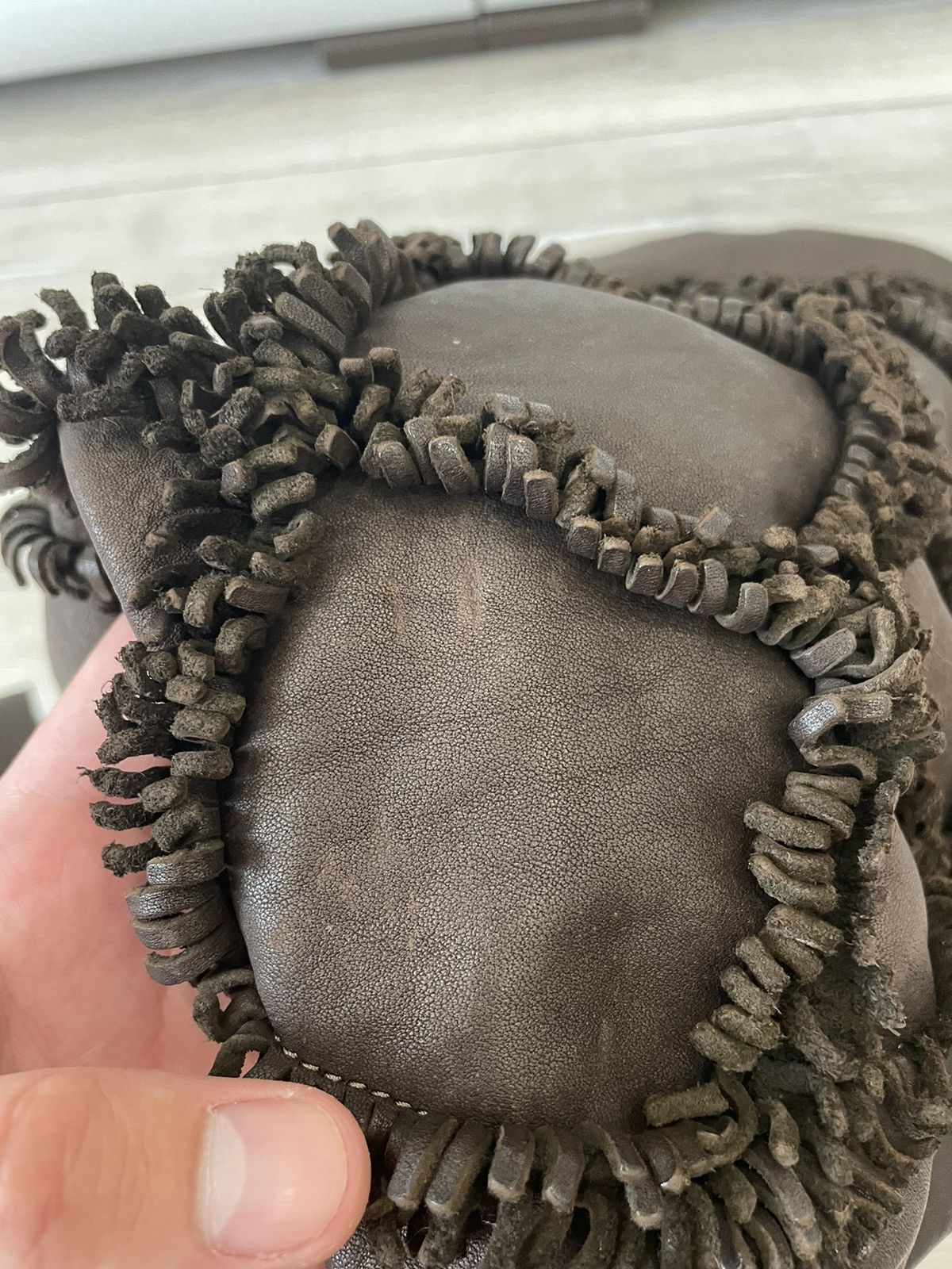 Leather × Vintage Errelleventidue Large Brown Fringed Made In Italy Size ONE SIZE - 18 Thumbnail