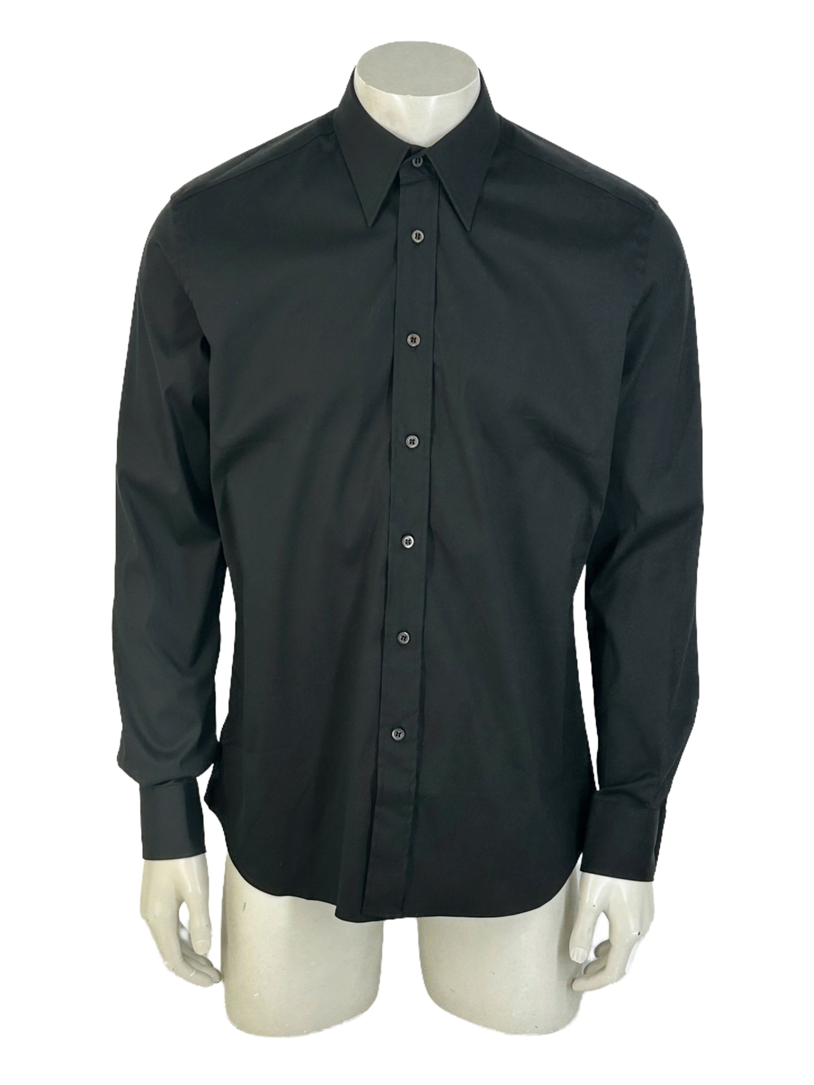 Prada PRADA BLACK POPELINE STRETCH DRESS SHIRT SIZE 39 Size US M / EU 48-50 / 2 - 1 Thumbnail