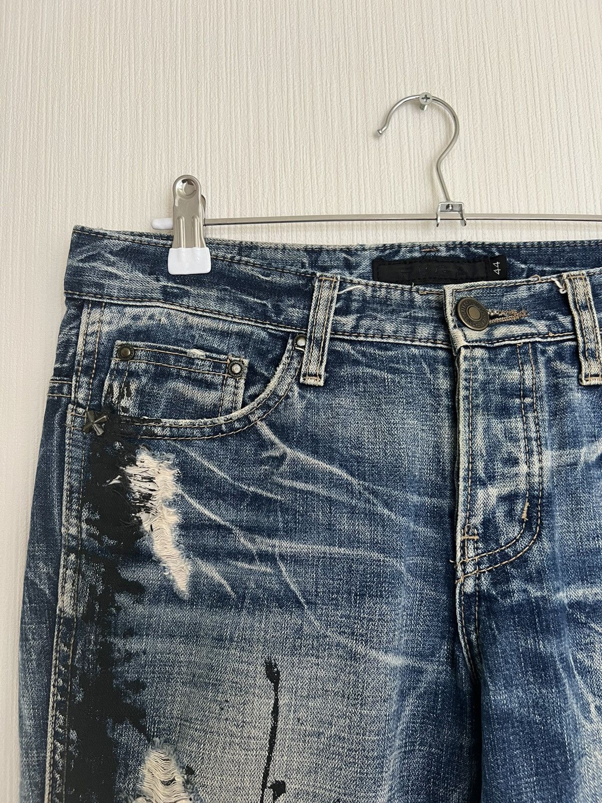 GOSTAR DE FUGA LGB Style Big Flare Jeans Painter Distressed Denim Fuga 🇯🇵 Size US 31 - 5 Thumbnail