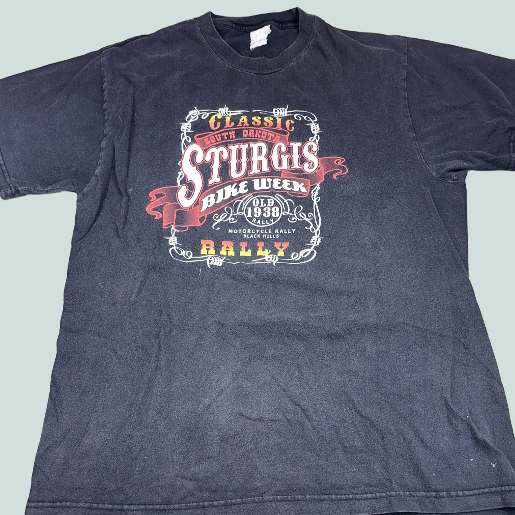 Vintage VINTAGE Sturgis T-Shirt Mens L Black 90s Biker Graphic Print South Dakota USA City Patriotic College Grunge Retro Limited Edition Vikings? Size US L / EU 52-54 / 3 - 1 Thumbnail