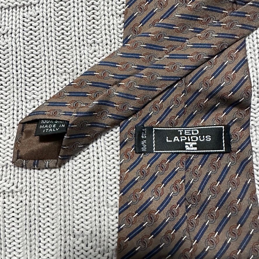 TED LAPIDUS Ted Lapidus brown equestrian motif Italian silk tie Size ONE SIZE - 3 Thumbnail