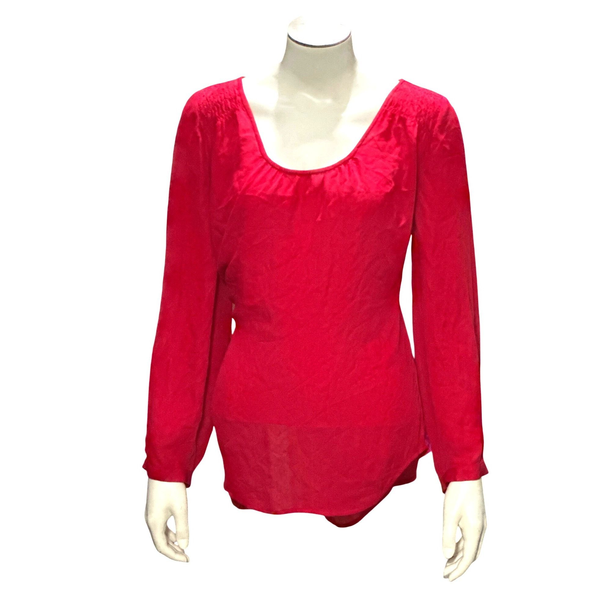 Joie Joie Red Avanti Blouse 100 Percent Silk Long Sleeve Scoop Ne Size M / US 6-8 / IT 42-44 - 1 Thumbnail