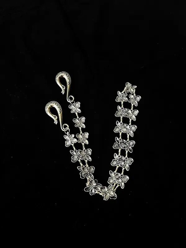 Jewelry Silver Floral Chain Accessory for Pants, Stylish Charm Size ONE SIZE - 4 Thumbnail