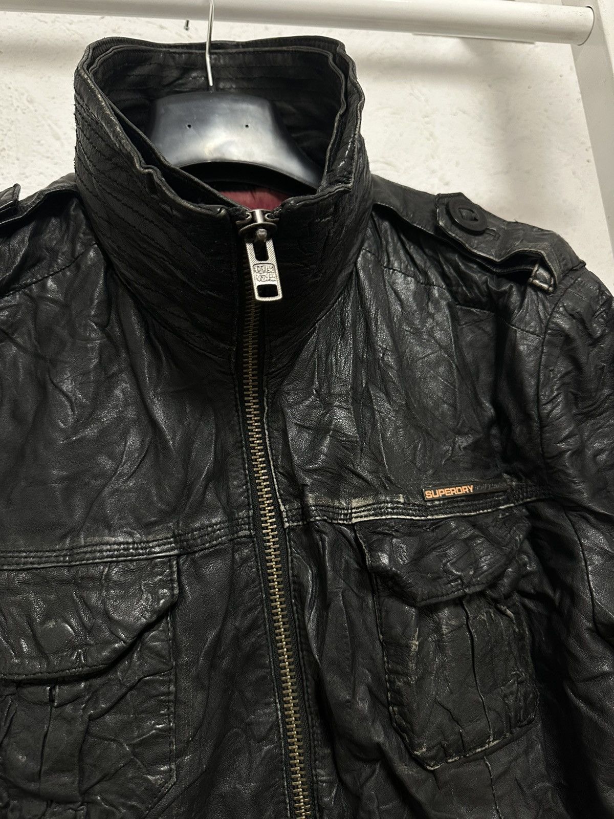 Japanese Brand × Superdry Superdry Avant-Garde Leather Jacket M Size Diesel Style Size US M / EU 48-50 / 2 - 5 Thumbnail