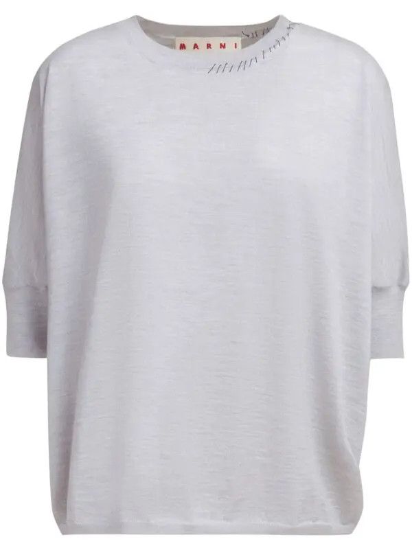 o1w1db11125 Decorative-Stitching Knitted Top in Grey