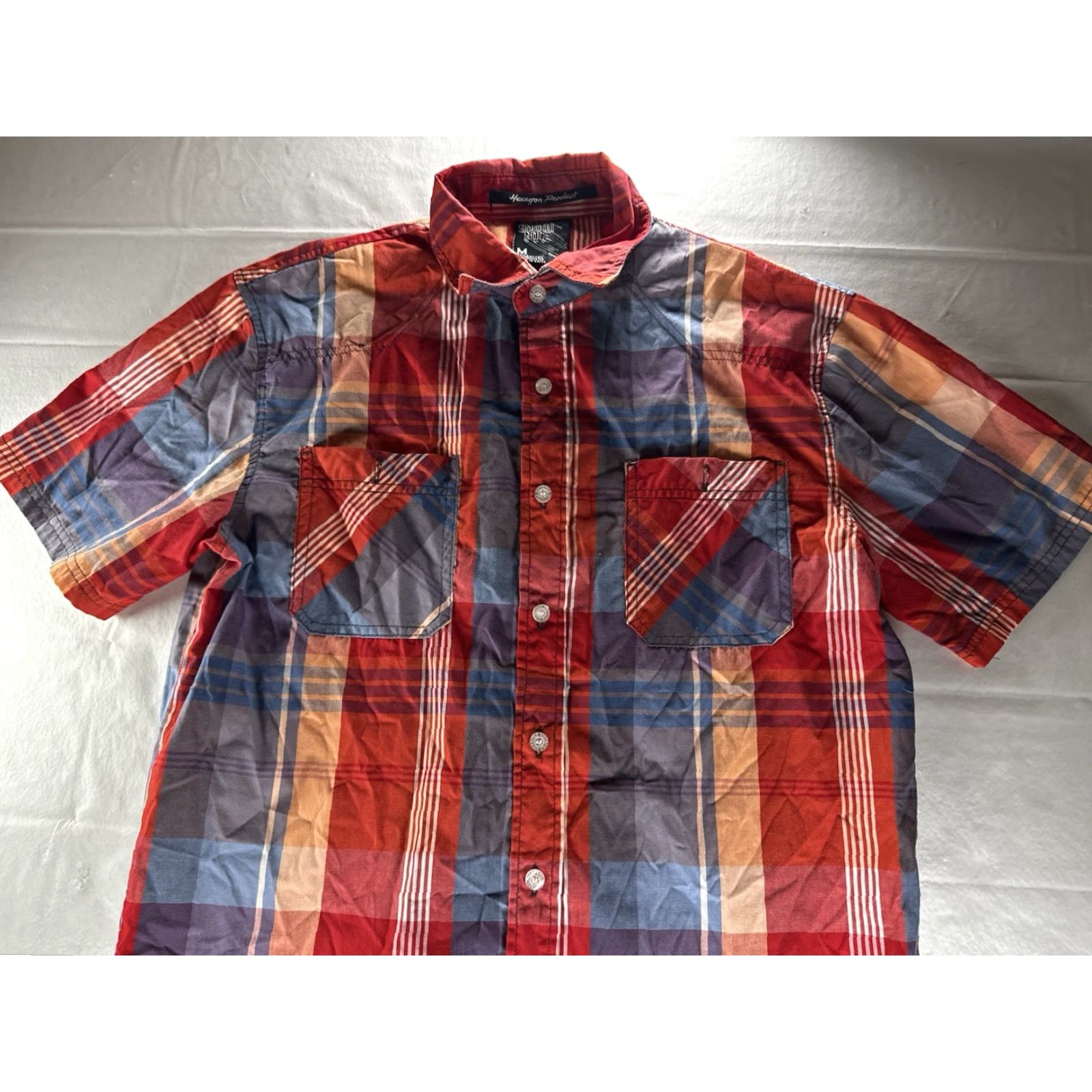 Southpole Southpole Shirt Mens Medium Short Sleeve Button Up Red White Black Plaid" Size US M / EU 48-50 / 2 - 3 Thumbnail