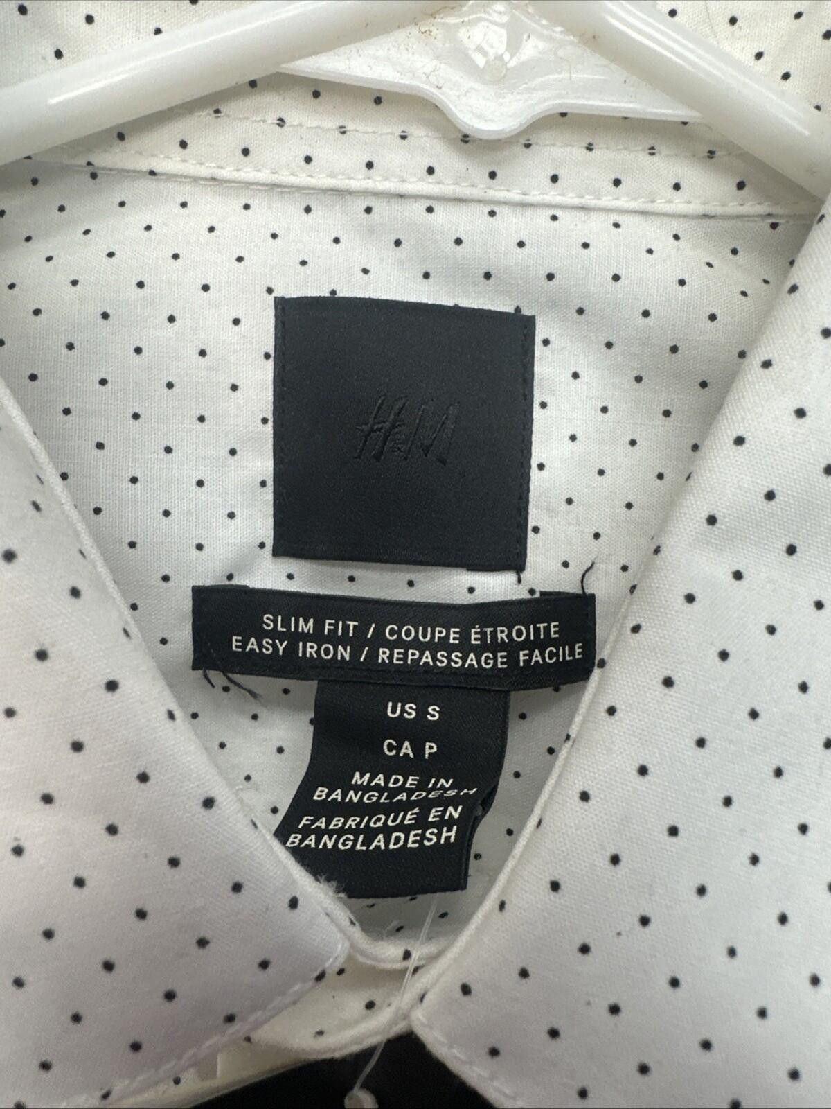 H&M HM Men Shirt With Button Up Collar Office White Slim Fit S Size US S / EU 44-46 / 1 - 2 Thumbnail