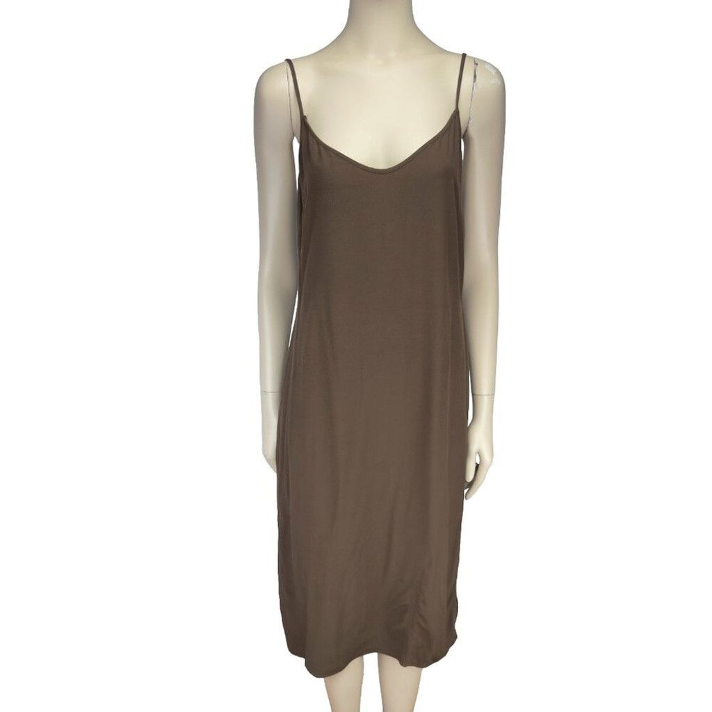 Frank & Oak FRANK & OAK Minimalist 90s inspired Brown Slip Dress sz M Size L / US 10 / IT 46 - 3 Thumbnail