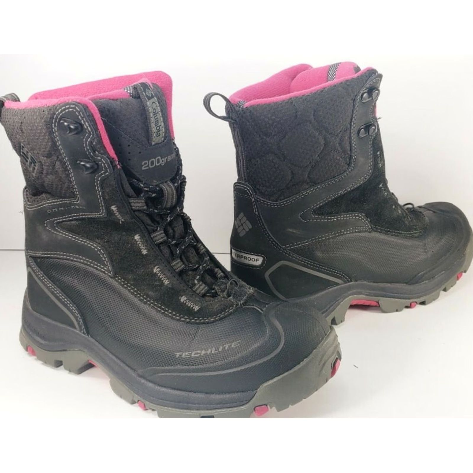 Vintage Columbia Bugaboot Plus Omni Heat Boots Women's 7M Black Pink BL 1490-010 Snow Boot Winter Waterproof 200G Leather Textile Omni Heat VINTAGE? Size US 6 / IT 36 - 3 Thumbnail