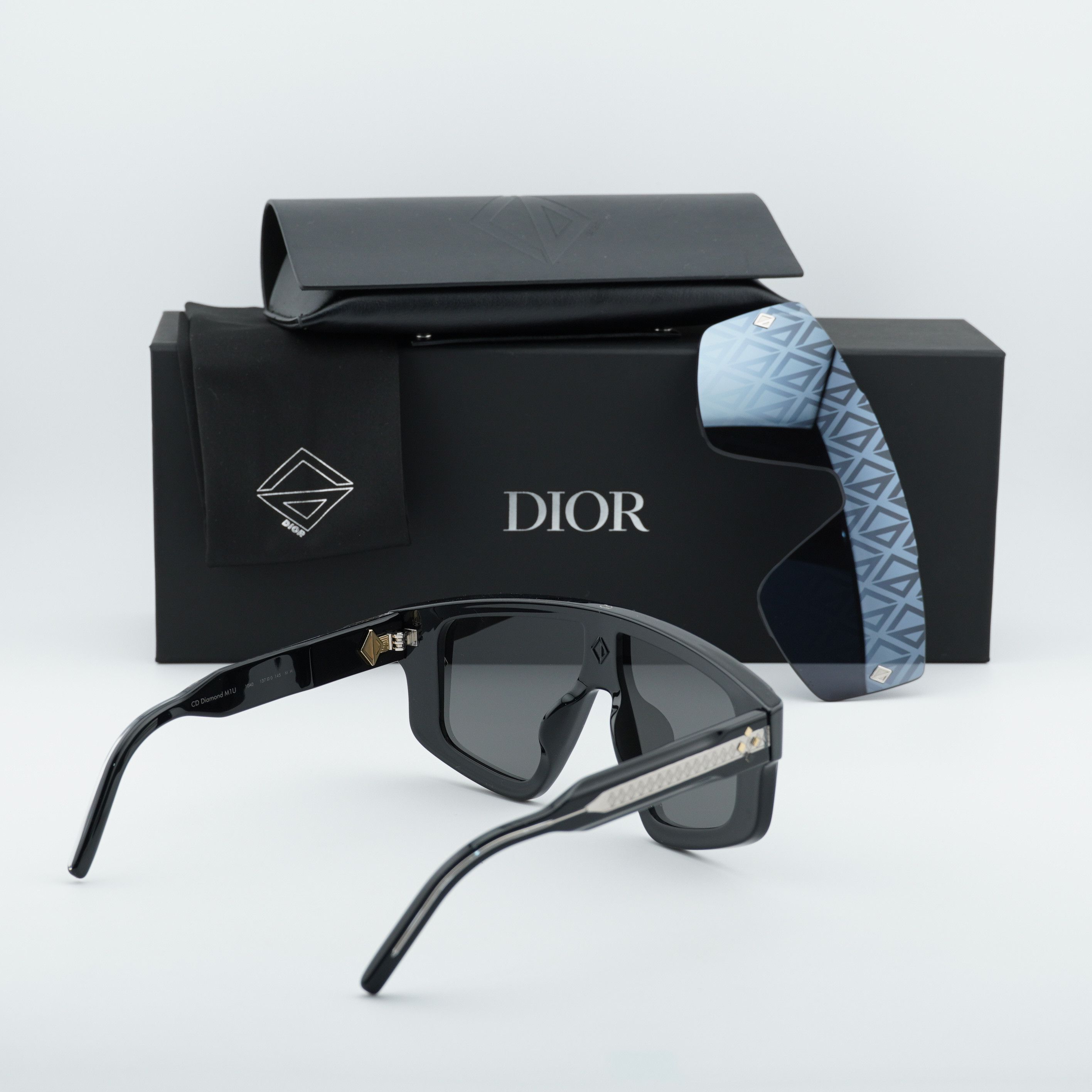 Dior Dior CD DIAMOND M1U 10A0 Sunglasses Black Shield Frame Size ONE SIZE - 10 Thumbnail