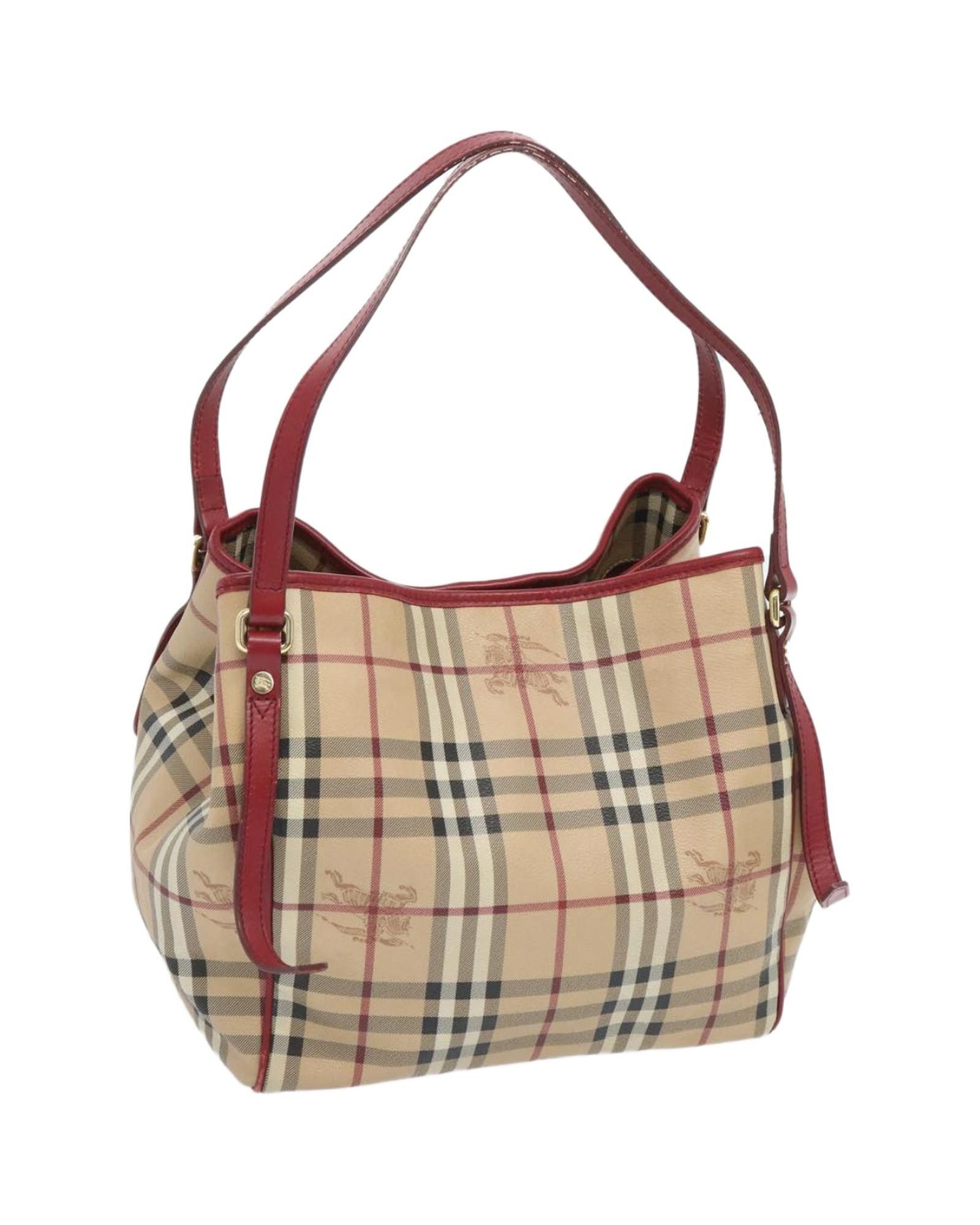 image of Burberry Italian Beige And Red Leather Tote Bag, Women's
