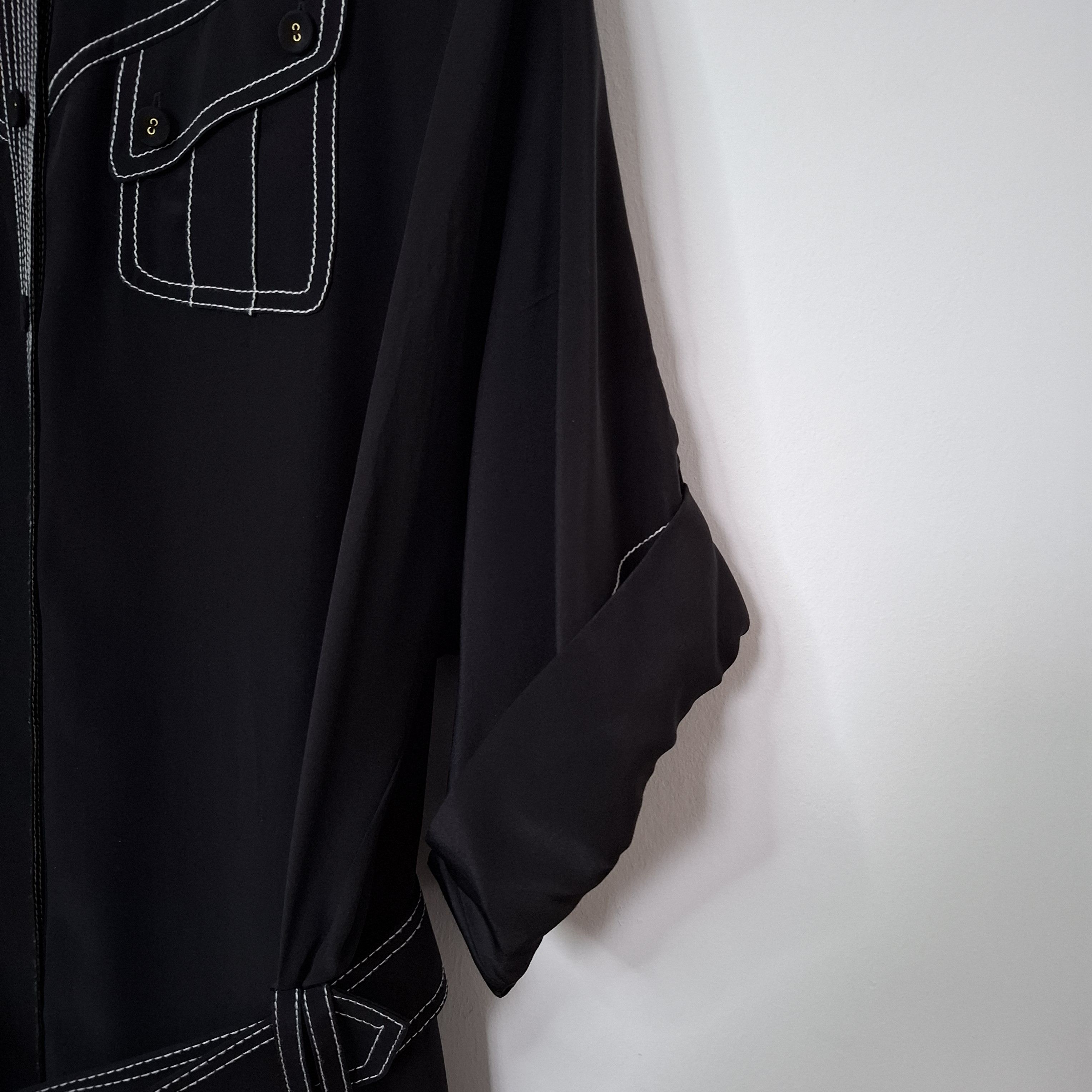 Zimmermann ZIMMERMANN Black Silk Topstitched Utility Belted Midi Dress Size L / US 10 / IT 46 - 5 Thumbnail