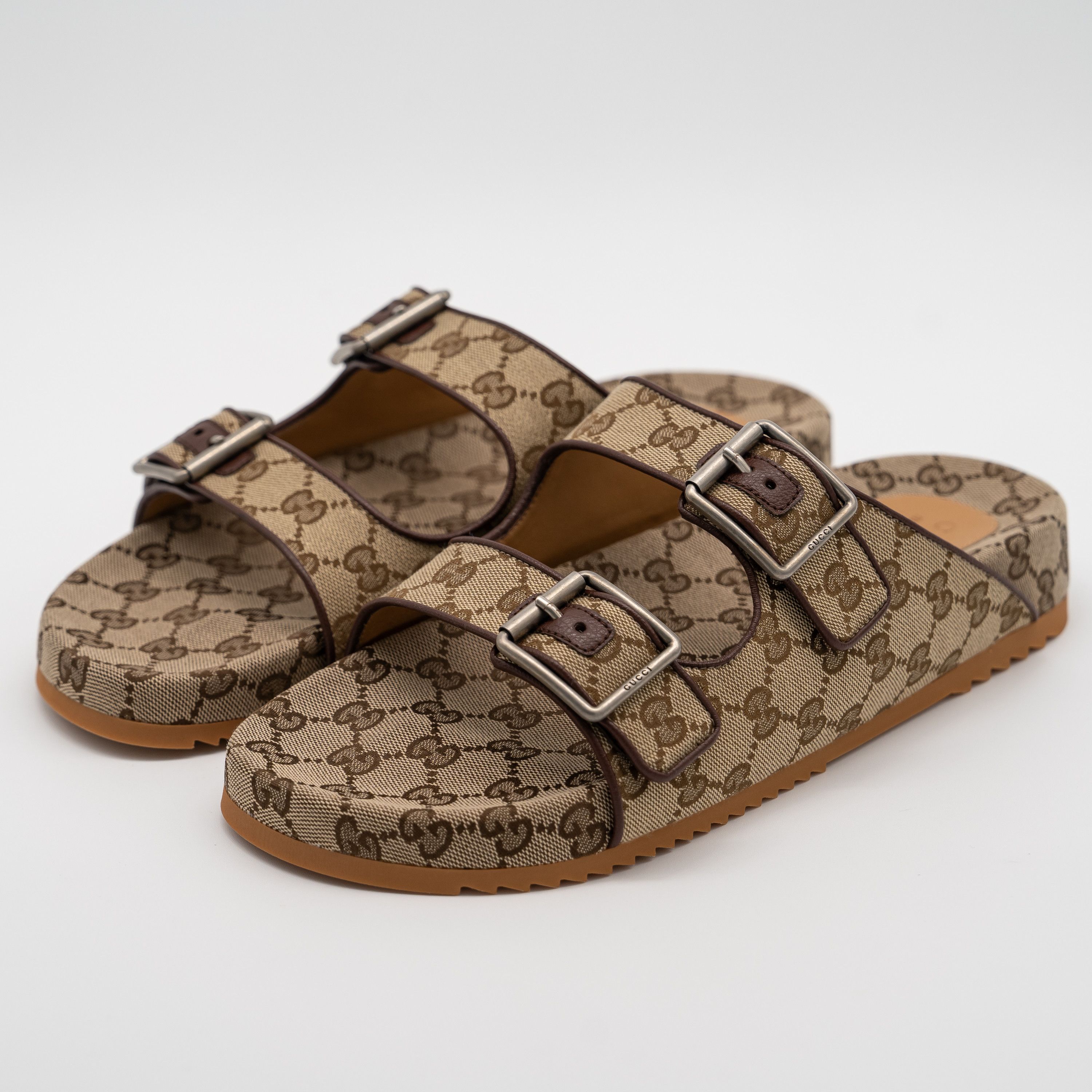 Gucci 11G 11.5 US Gucci GG Canvas Slide Sandals Straps Beige Brown Size US 11.5 / EU 44-45 - 1 Thumbnail