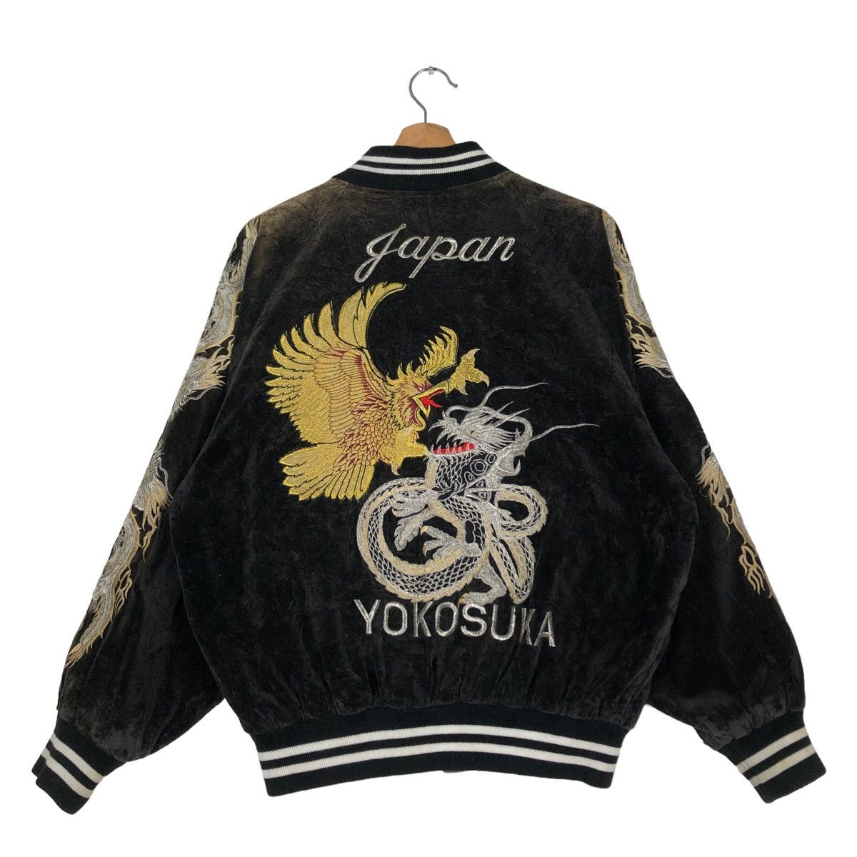 Toyo Enterprises 🔥VINTAGE VELVET SOUVENIR JACKET OVER PRINT JAPAN YOKOSUKA Size US M / EU 48-50 / 2 - 1 Thumbnail