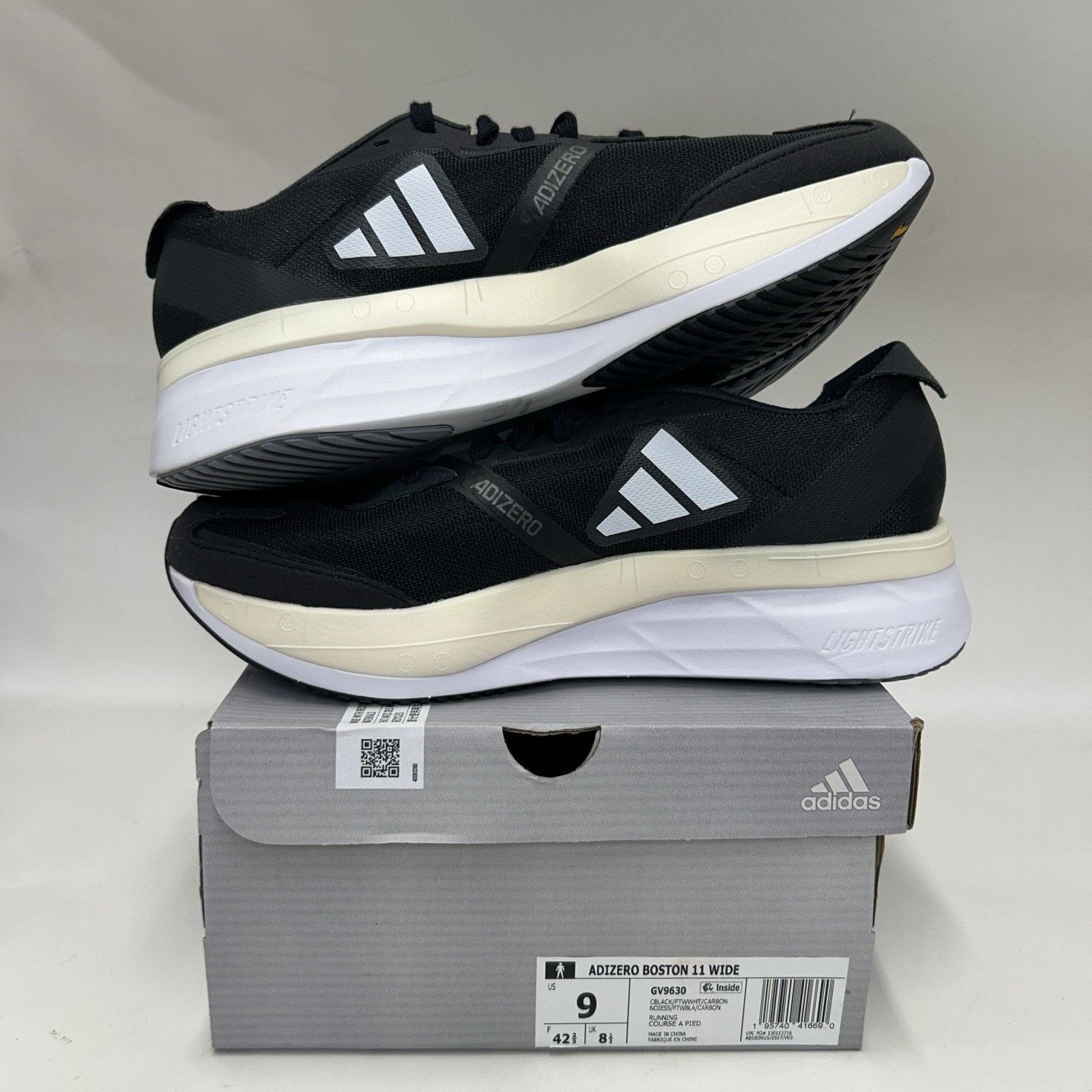 Adidas Adidas Adizero Boston 11 Wide Running Shoes “Black White” Size US 9 / EU 42 - 3 Thumbnail