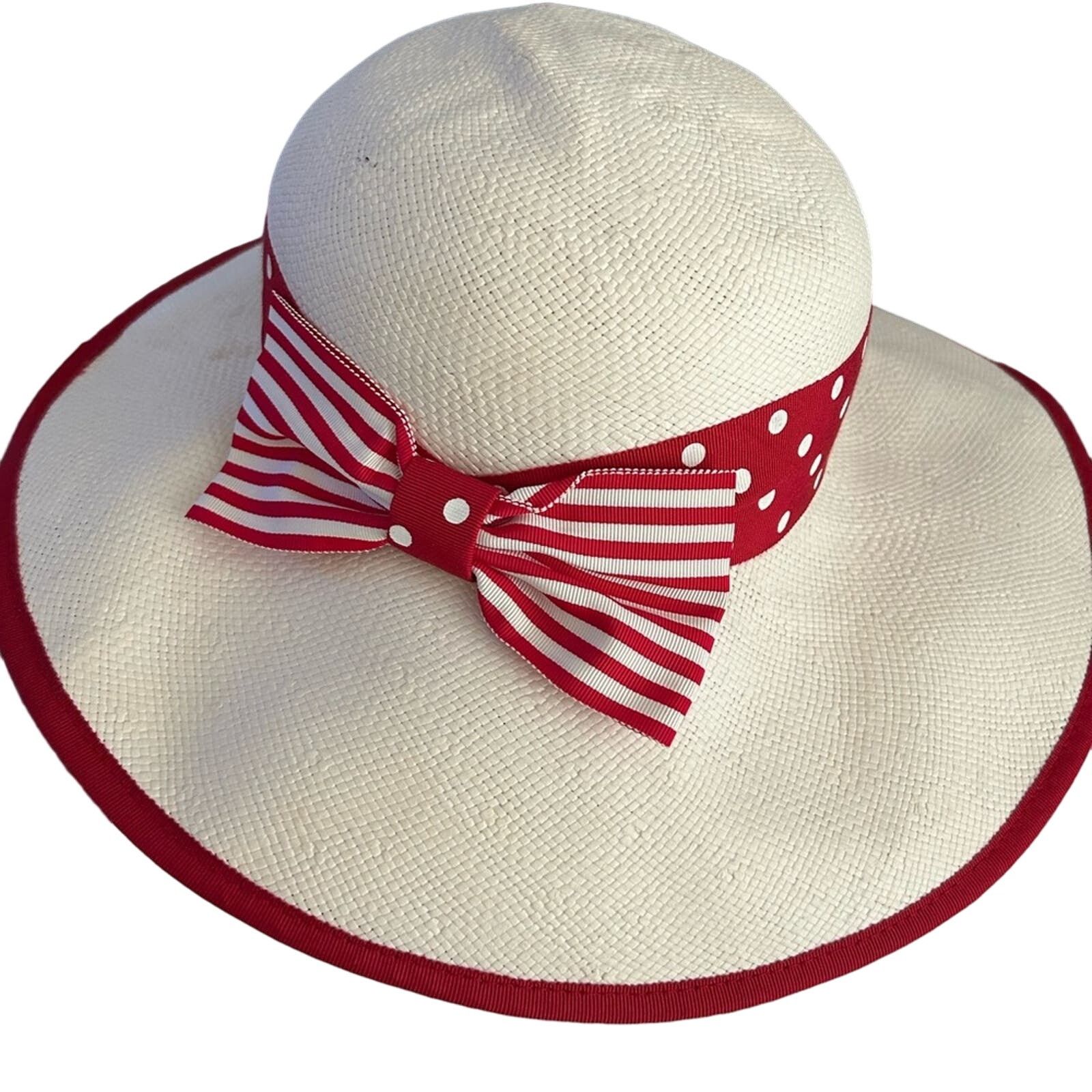 & Other Stories white straw women’s hat with red and white polka dot ribbon Size ONE SIZE - 2 Thumbnail