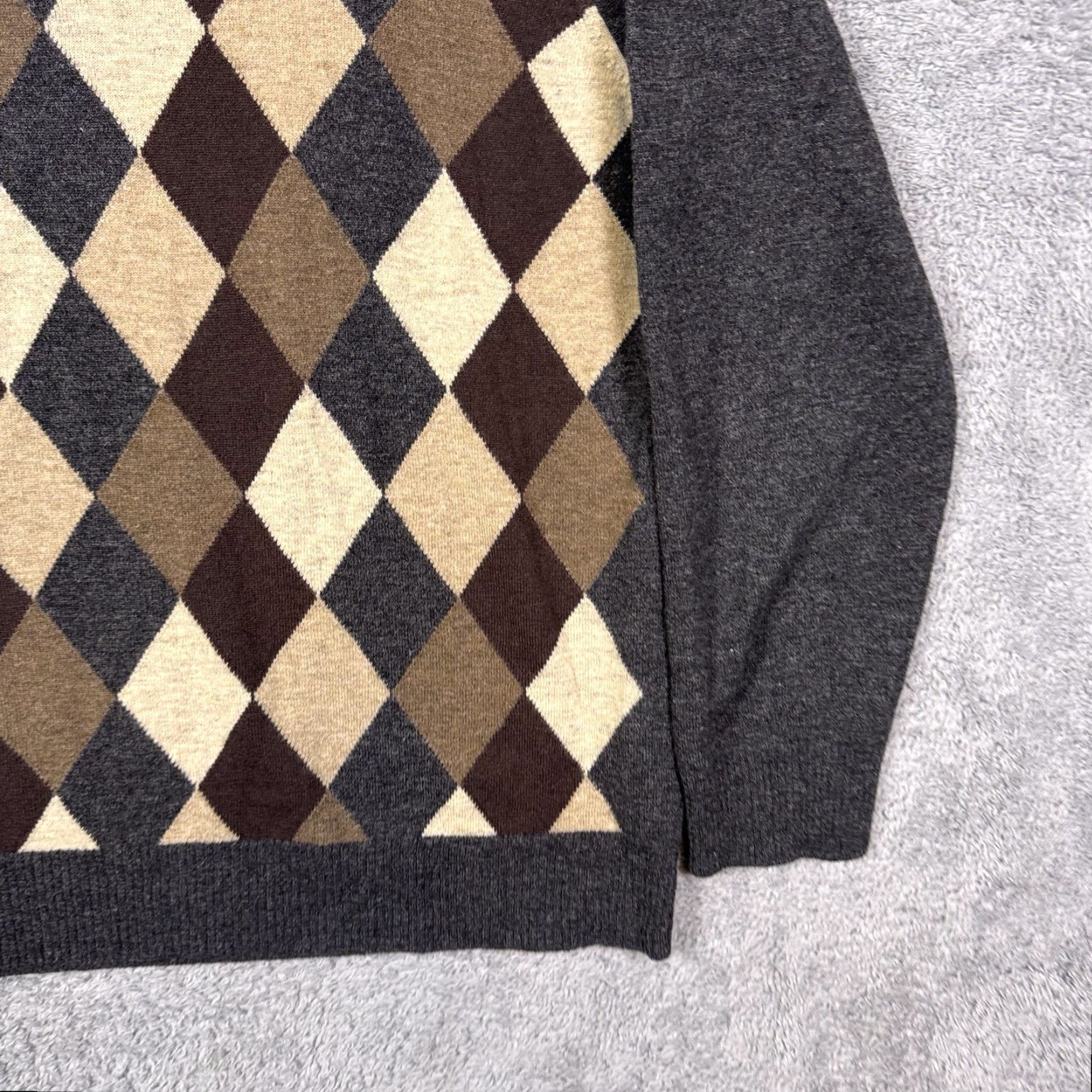Johnston & Murphy Johnston & Murphy Sweater Mens XL 100% Lambswool V Neck Argyle Pullover Knit Size US XL / EU 56 / 4 - 2 Thumbnail