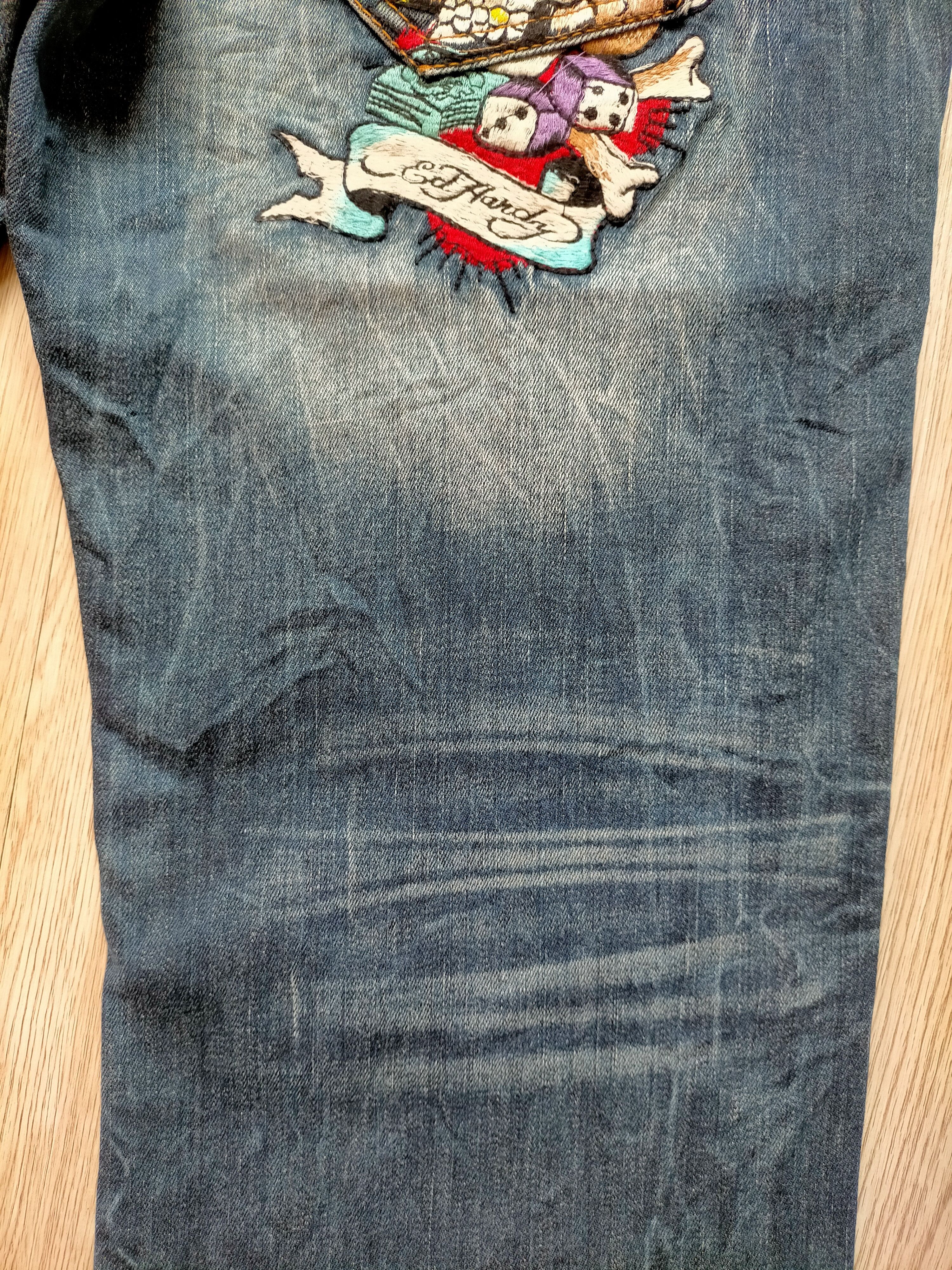 Ed Hardy Red Pepper x Ed Hardy Embroidered Blue Denim Pants Size US 34 / EU 50 - 6 Thumbnail
