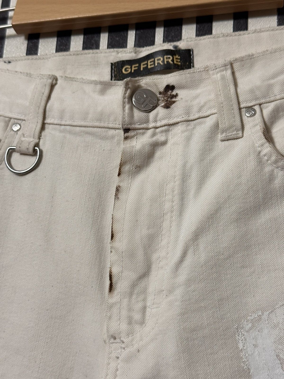 Gianfranco Ferre S/S04 Gianfranco Ferre Burned Painted Y2k Flared Denim Pants Size US 30 / EU 46 - 4 Thumbnail
